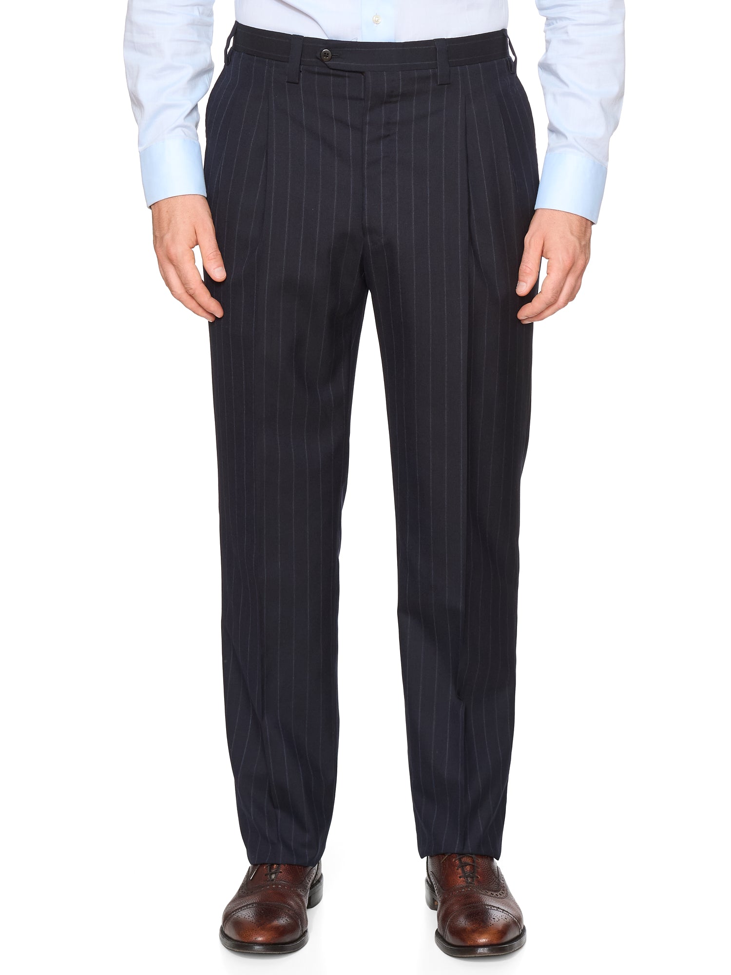 KITON Napoli Handmade Navy Pinstripe Wool-Cashmere Suit
