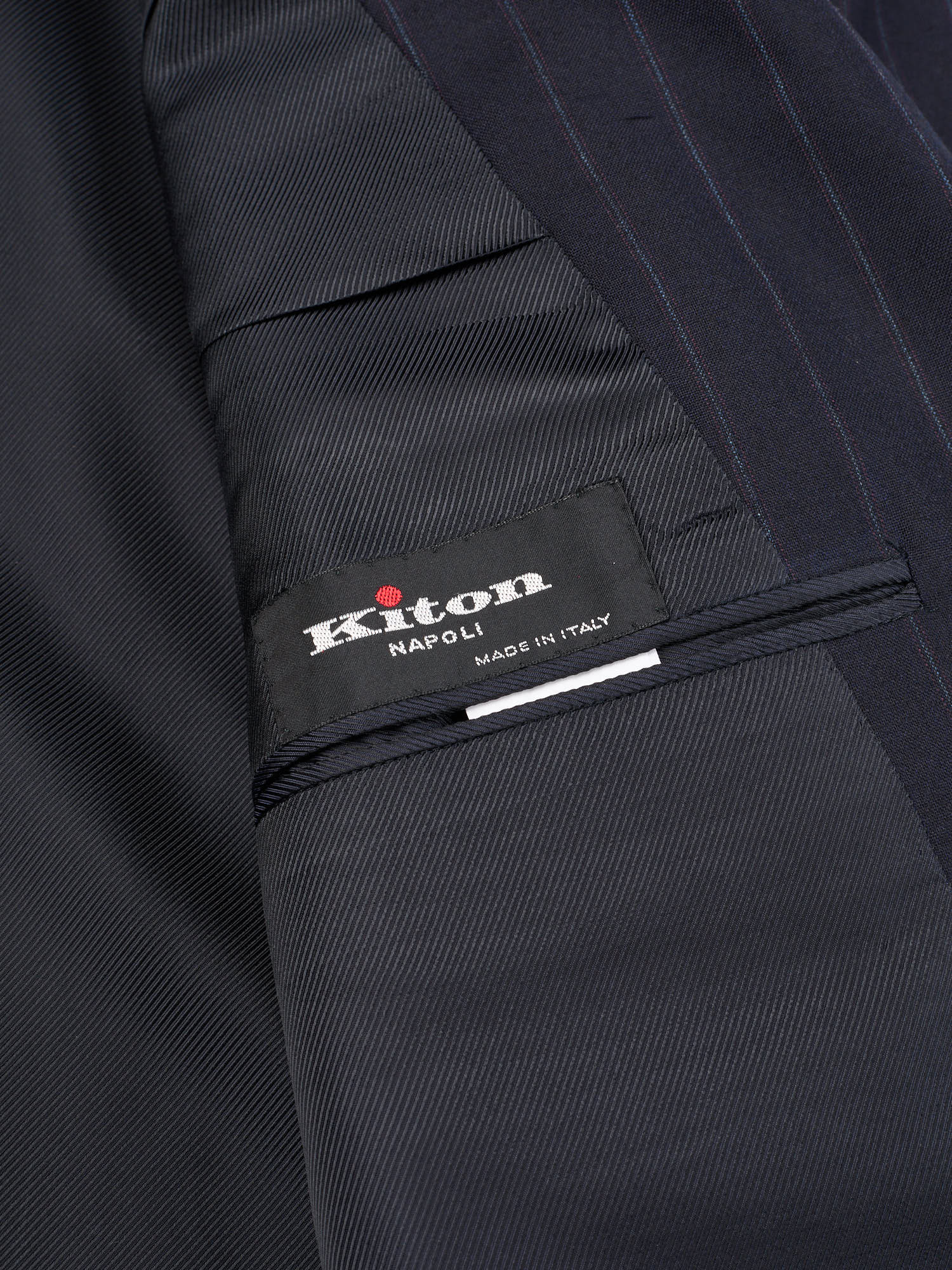 KITON Napoli Handmade Navy Pinstripe Wool-Cashmere Suit