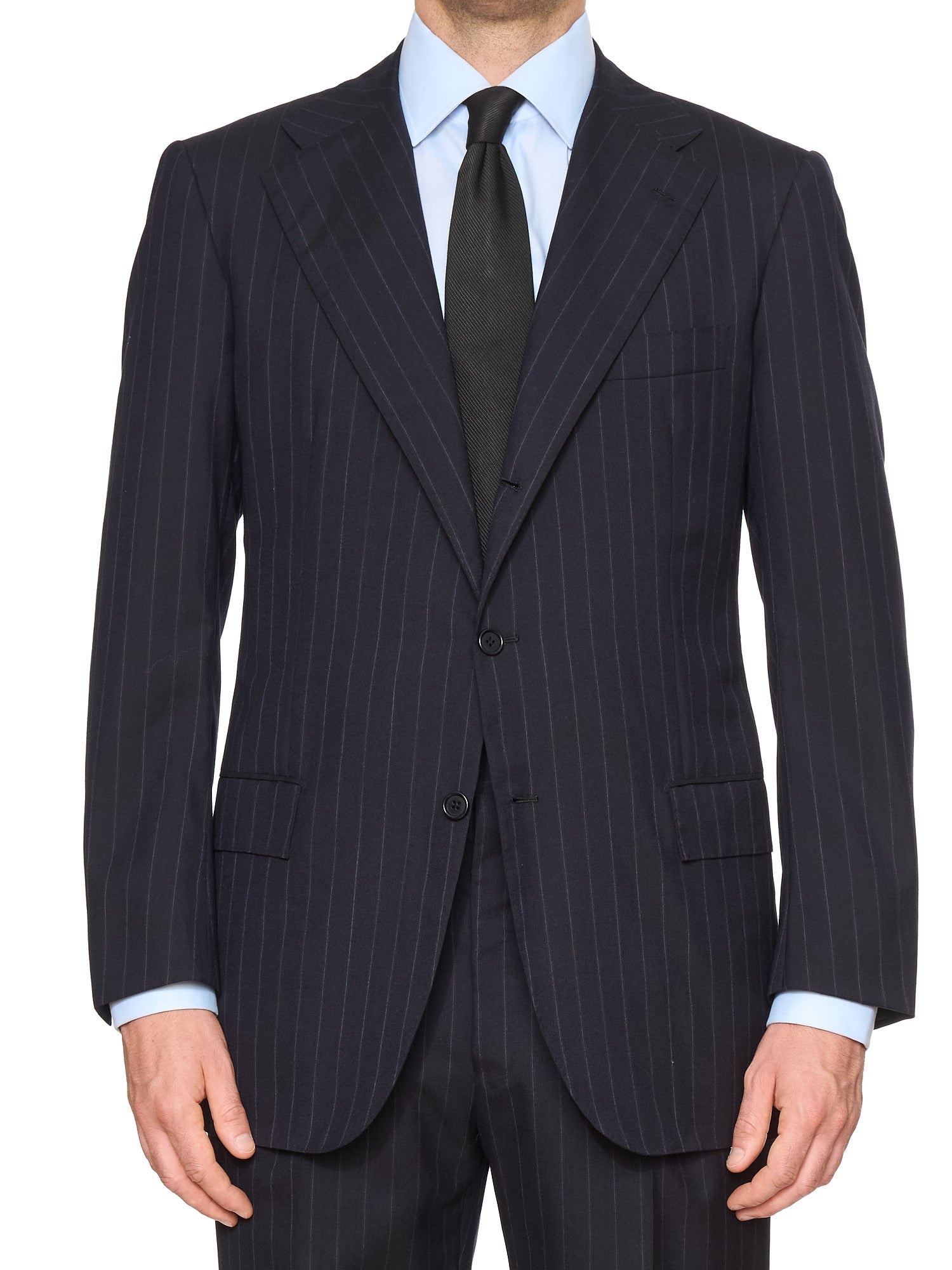 KITON Napoli Handmade Navy Pinstripe Wool-Cashmere Suit