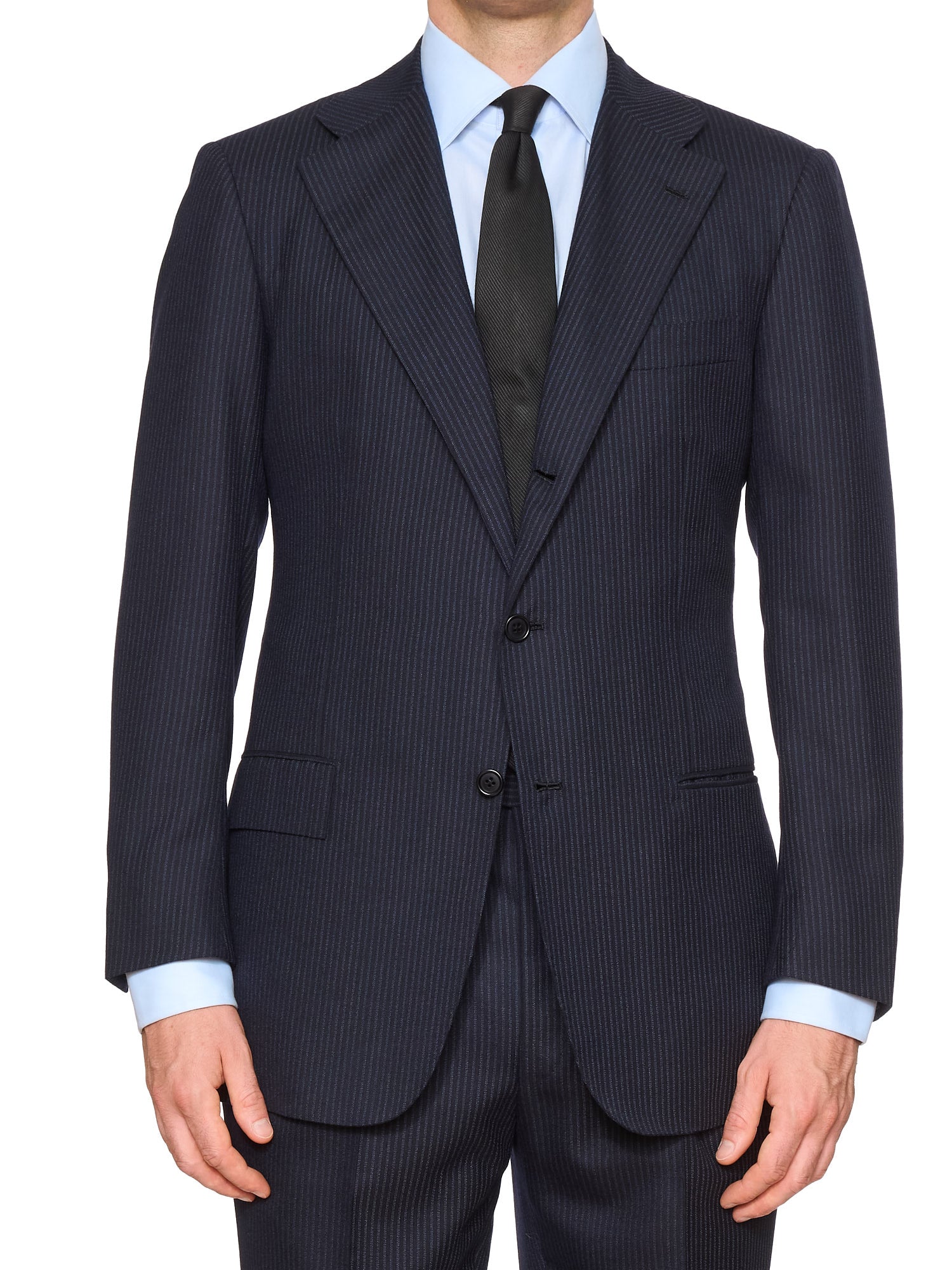 Kiton NAPOLI ネイビー ビジネススーツ57 KITON Napoli Handmade Blanc Blu Navy Pintsrtipe 14 Micron Super 180's