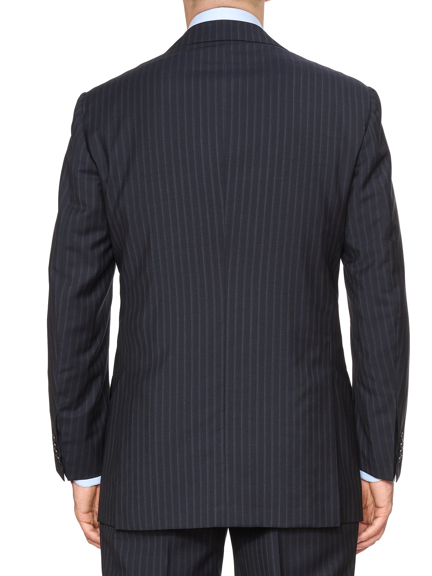 KITON Napoli Handmade Navy Striped Wool-Mohair Suit