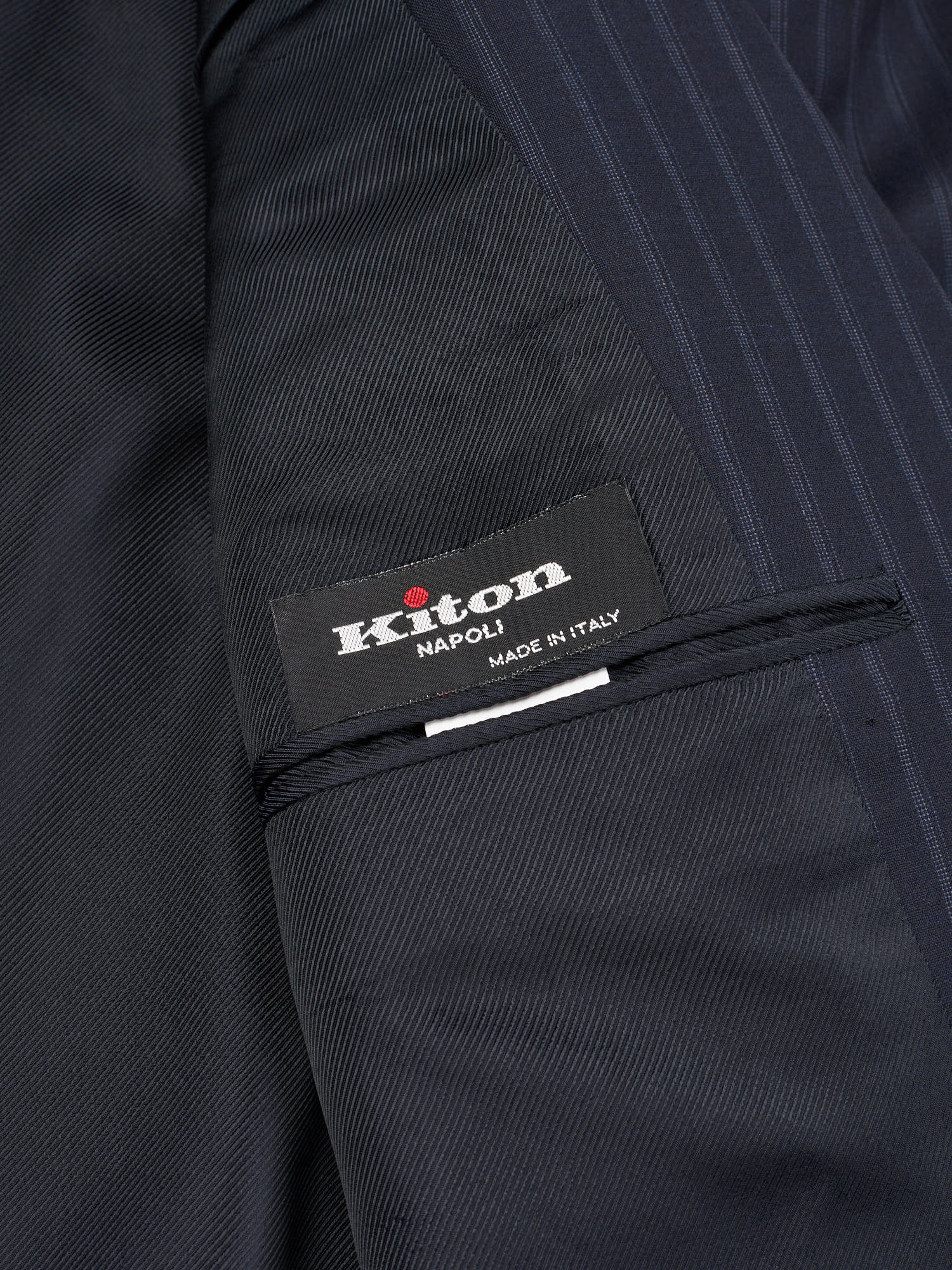KITON Napoli Handmade Navy Striped Wool-Mohair Suit