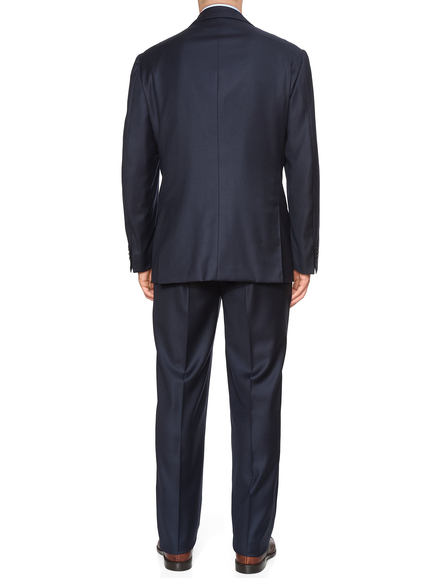 KITON Napoli Handmade Solid Navy Blue Wool Suit