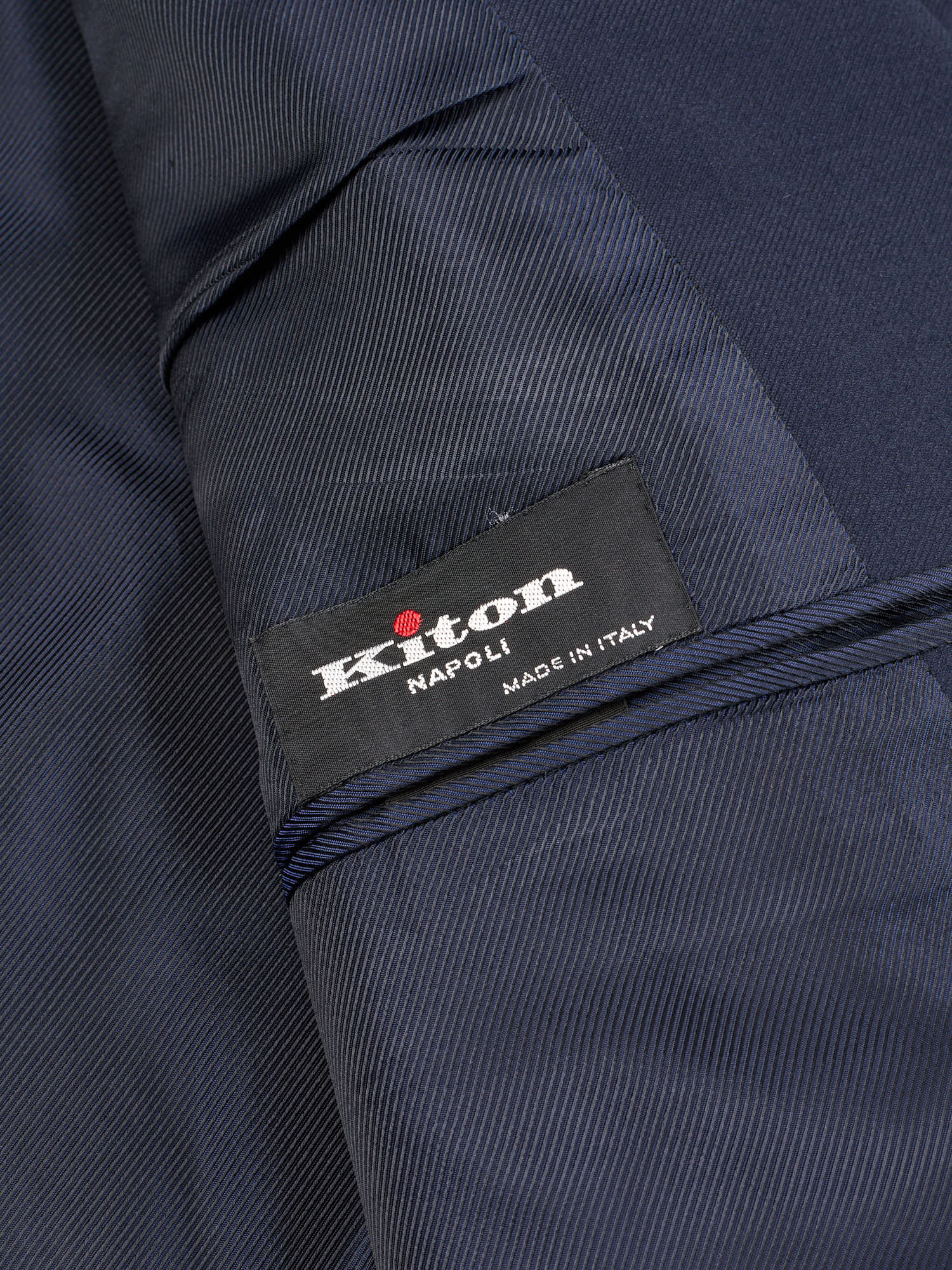 KITON Napoli Handmade Solid Navy Blue Wool Suit