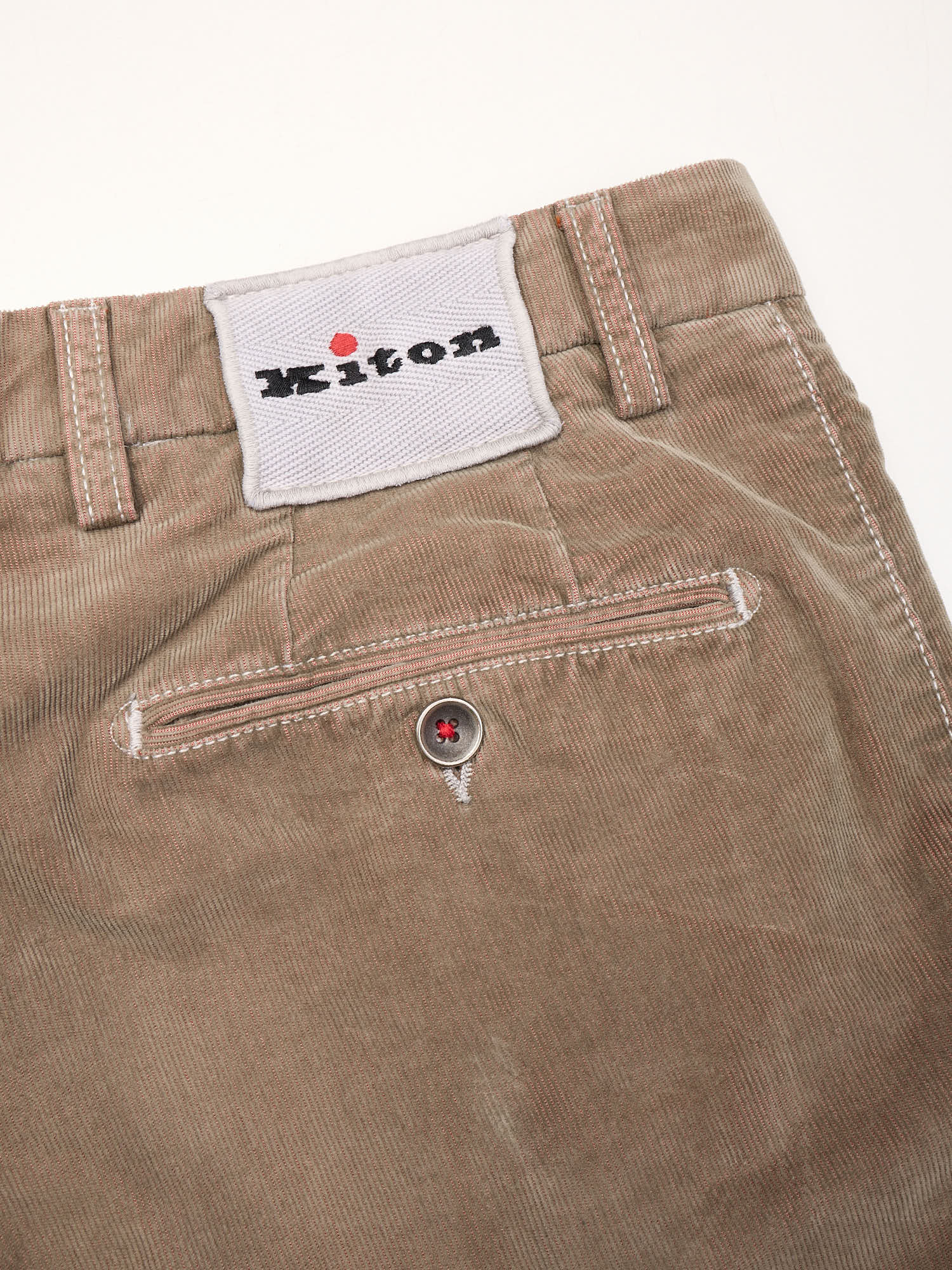KITON Napoli Khaki Corduroy Cotton Chino Pants Slim