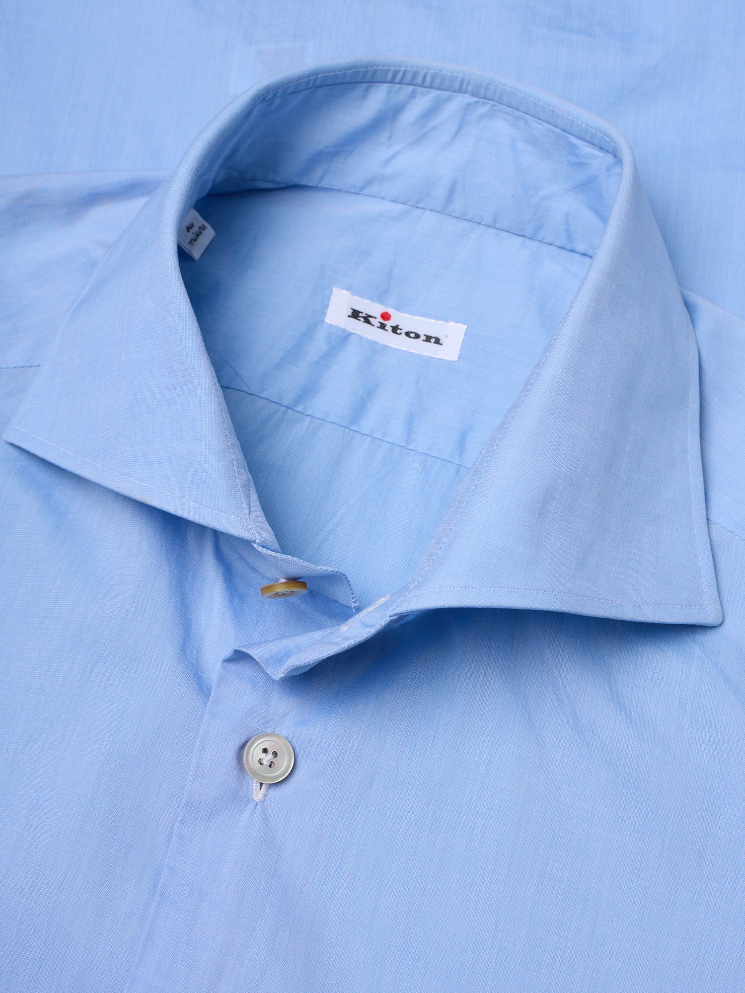 KITON Napoli Light Blue Cotton Dress Shirt