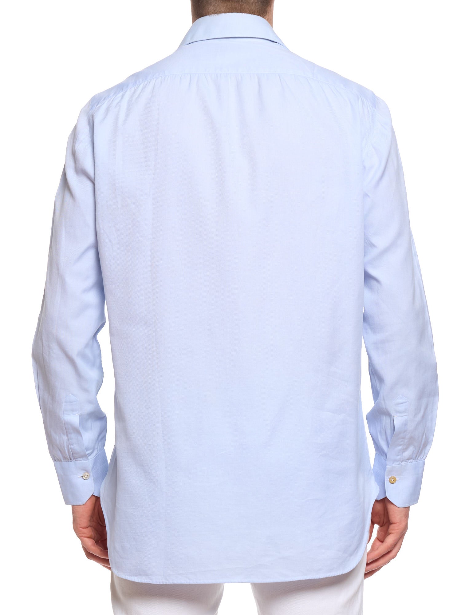 KITON Napoli Light Blue Oxford Cotton Dress Shirt