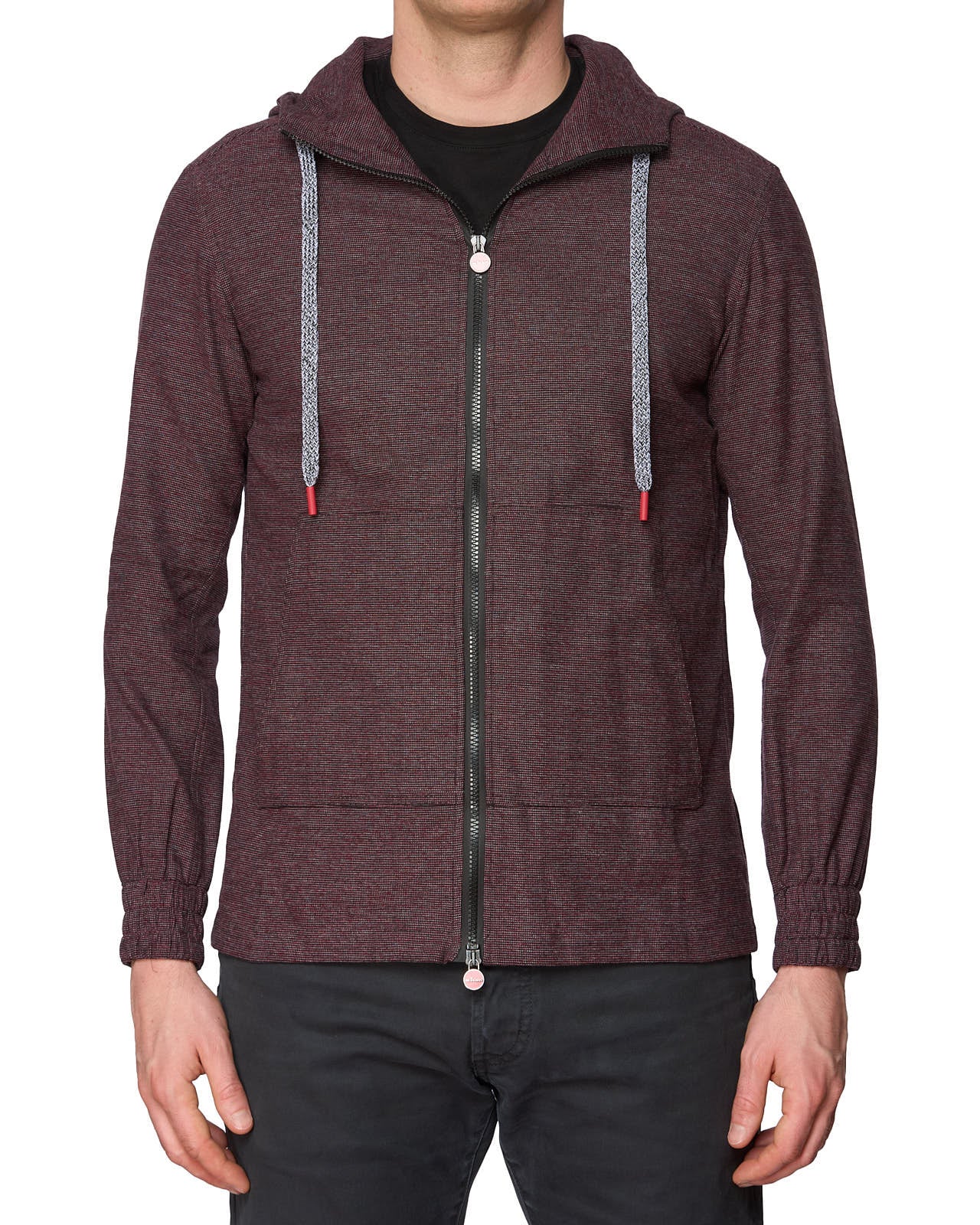 KITON Napoli Maroon Nailhead Cotton Hooded Sweater Hoody EU 46 NEW US 36 S