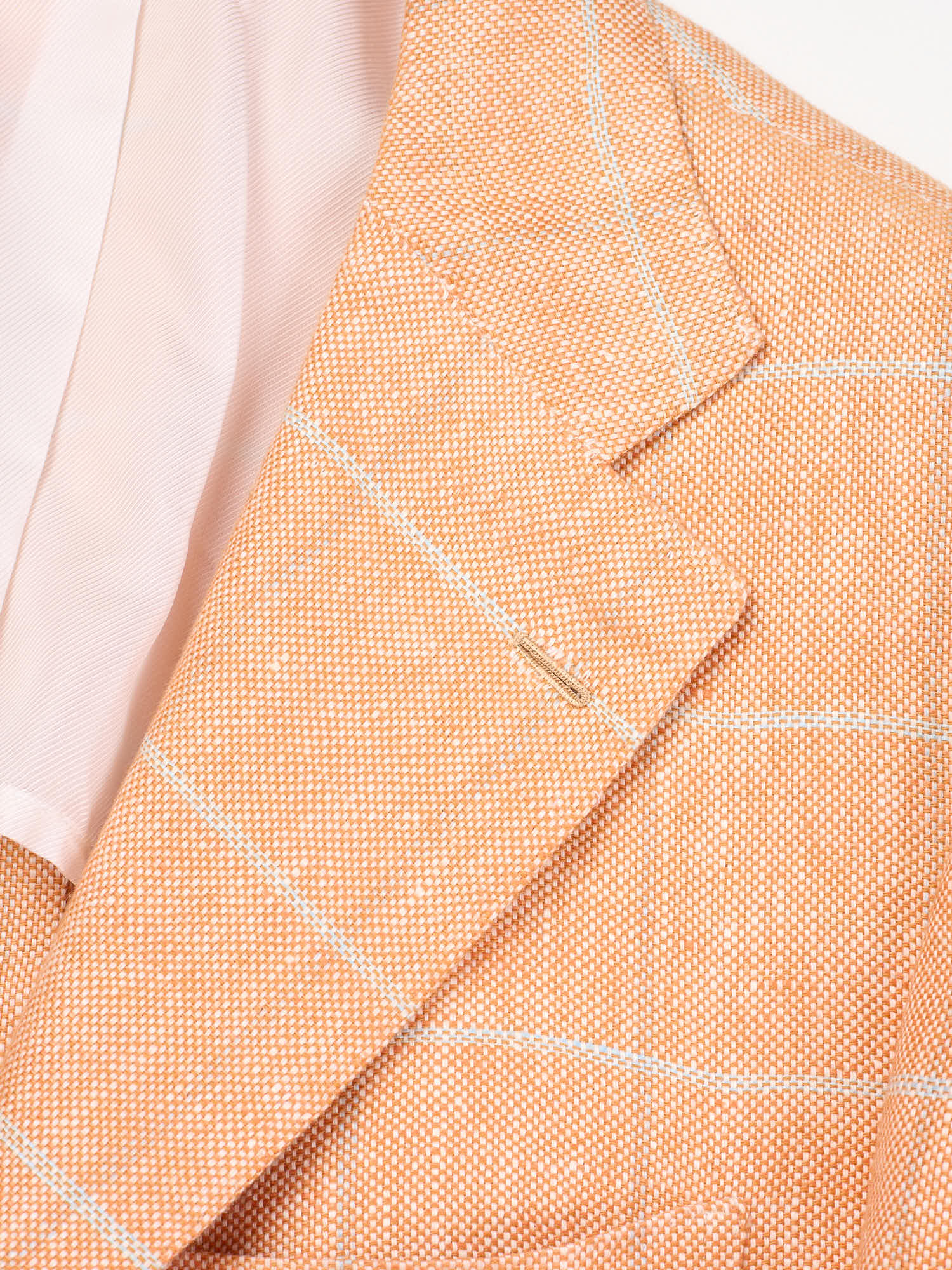KITON Napoli Peach Windowpane Cashmere-Linen Regular Fit Jacket