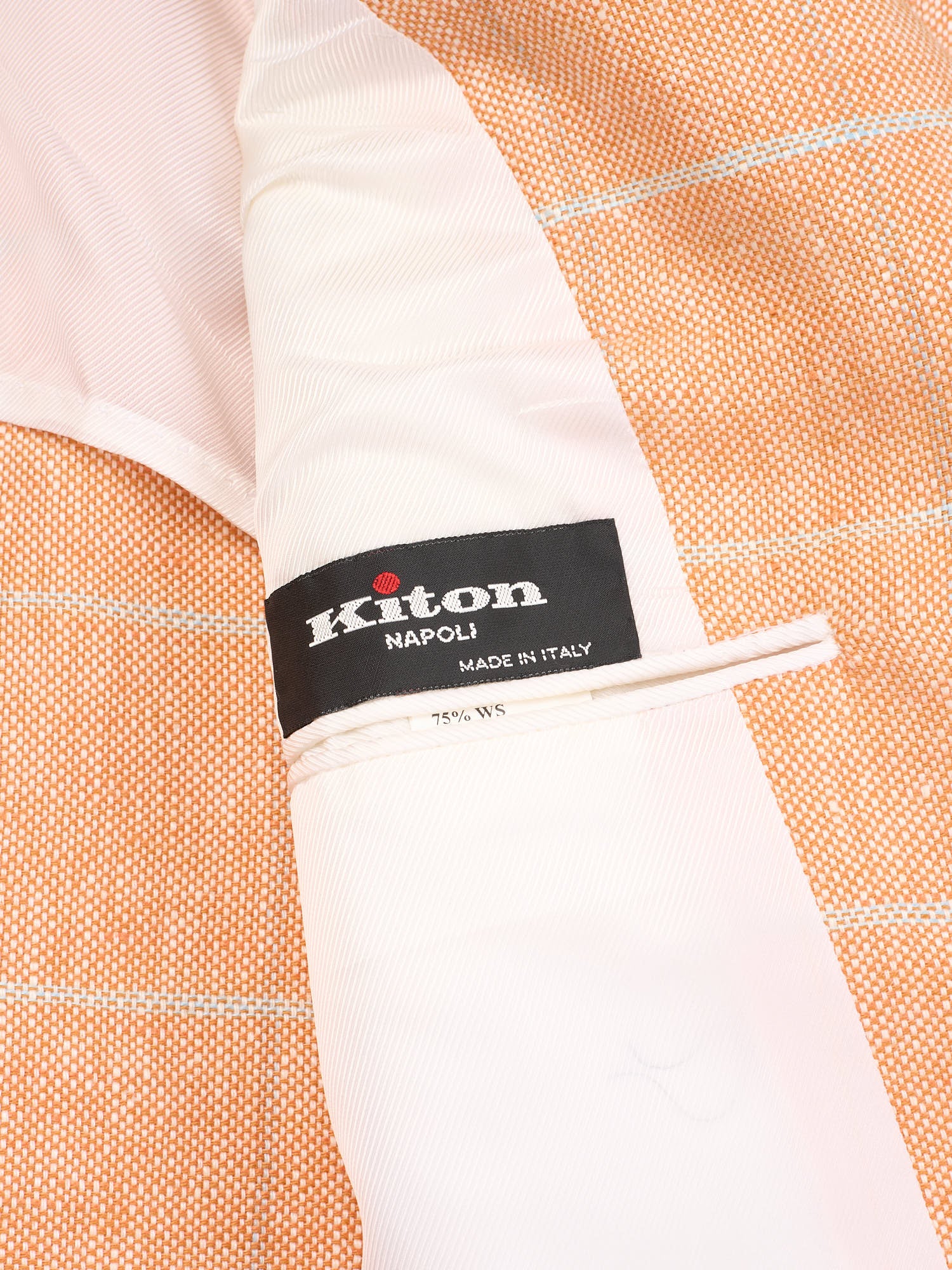 KITON Napoli Peach Windowpane Cashmere-Linen Regular Fit Jacket