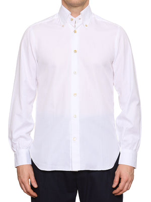 KITON Napoli Handmade White Oxford Cotton Button Down Dress Shirt 15.5 NEW 39