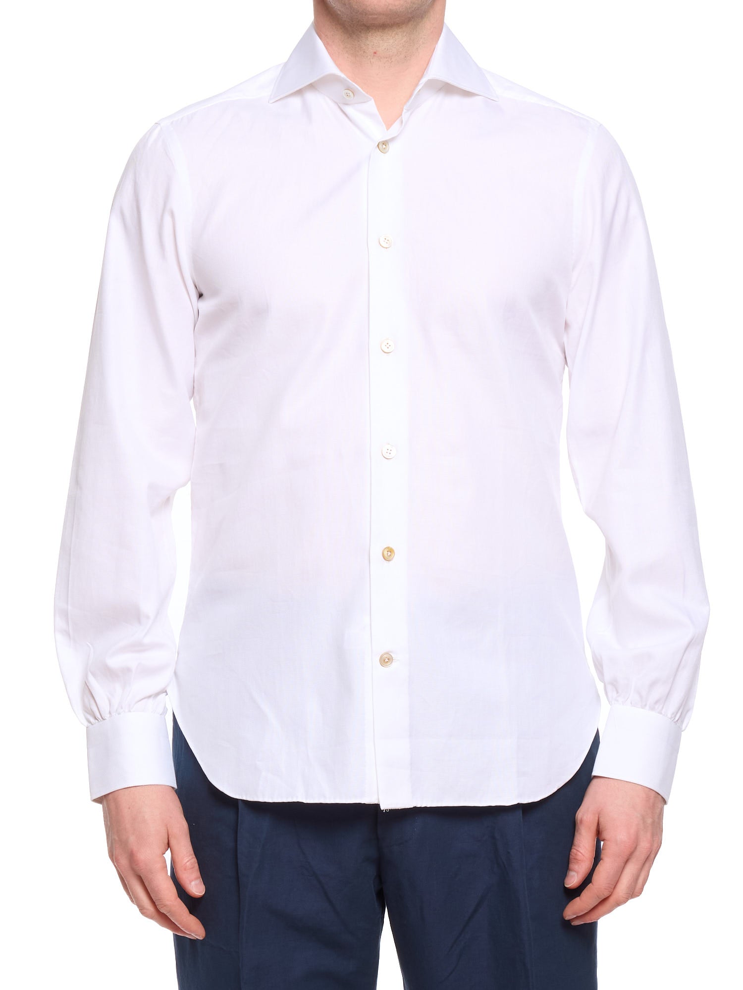 KITON Napoli White Oxford Cotton Dress Shirt