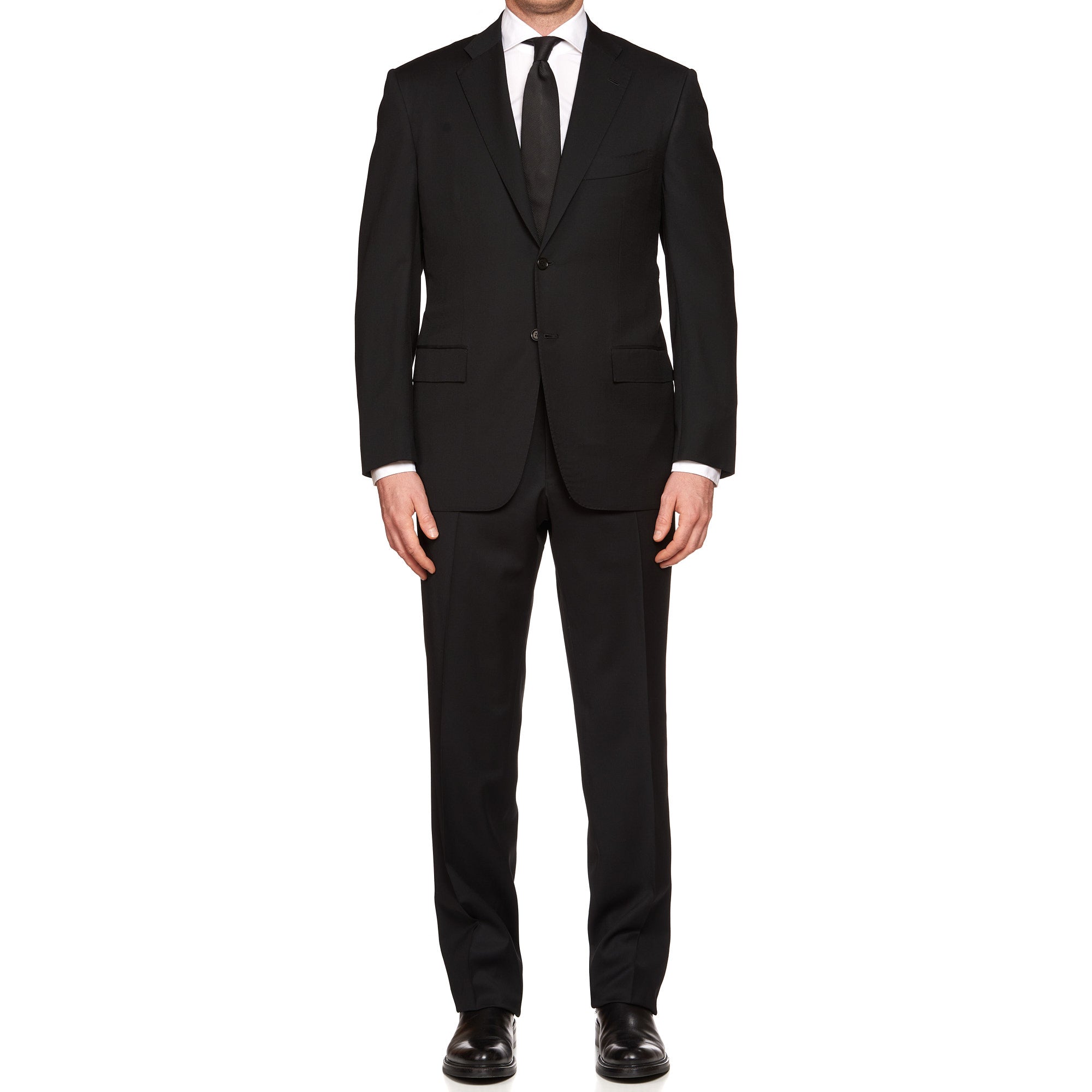 KITON Napoli for VANNUCCI Handmade Black Wool Elegant Suit EU 54 NEW US 44 Regular Fit