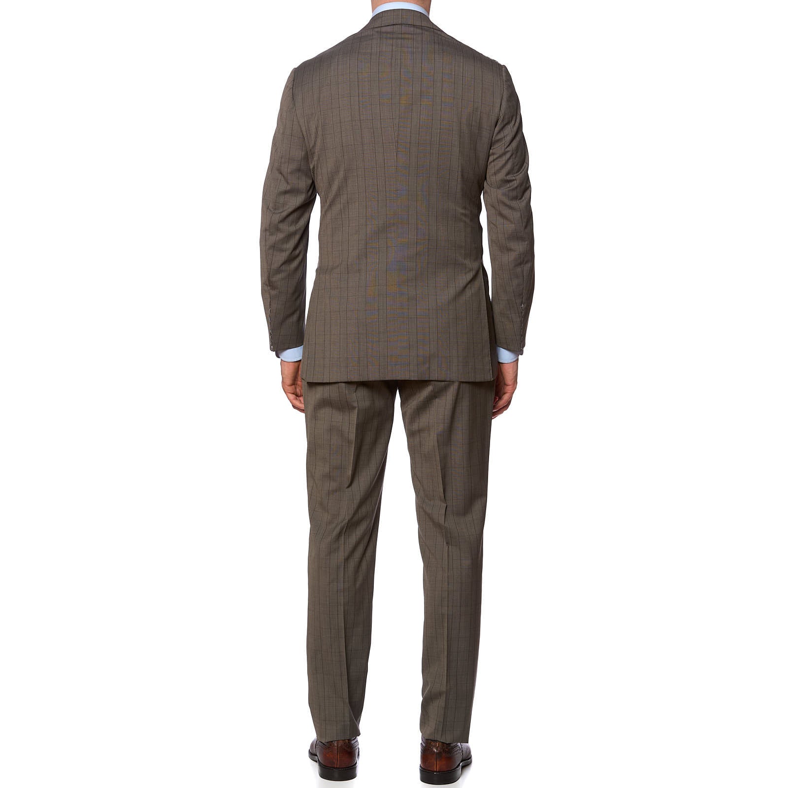KITON Napoli Gray-Brown Prince of Wales 14 Micron Super 180's Suit EU 50 NEW US 40