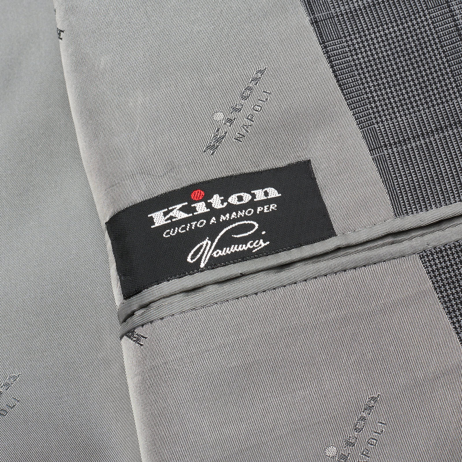 KITON Napoli for VANNUCCI Gray Prince of Wales Wool  Suit EU 52 NEW US 42