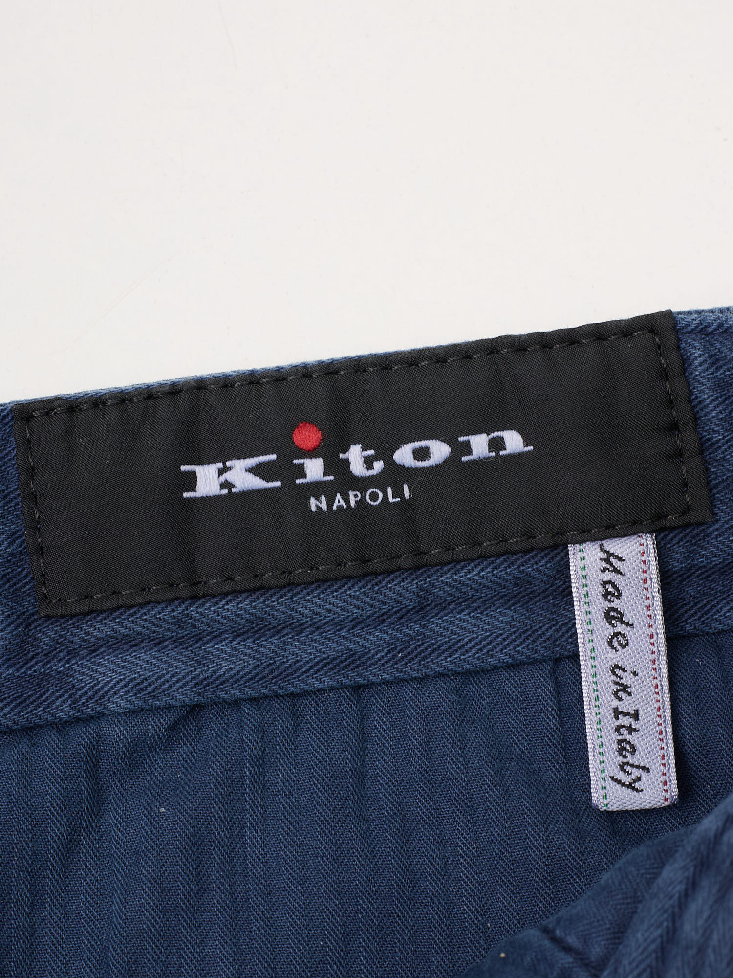 KITON Navy Blue Cotton Slim Fit Chino Pants US 32