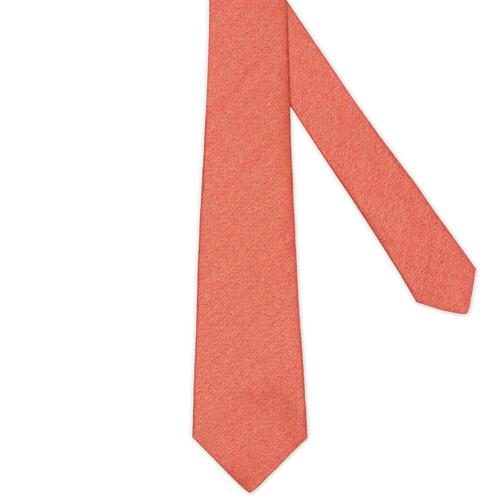 KITON Orange Micro Seven Fold Silk Tie NEW