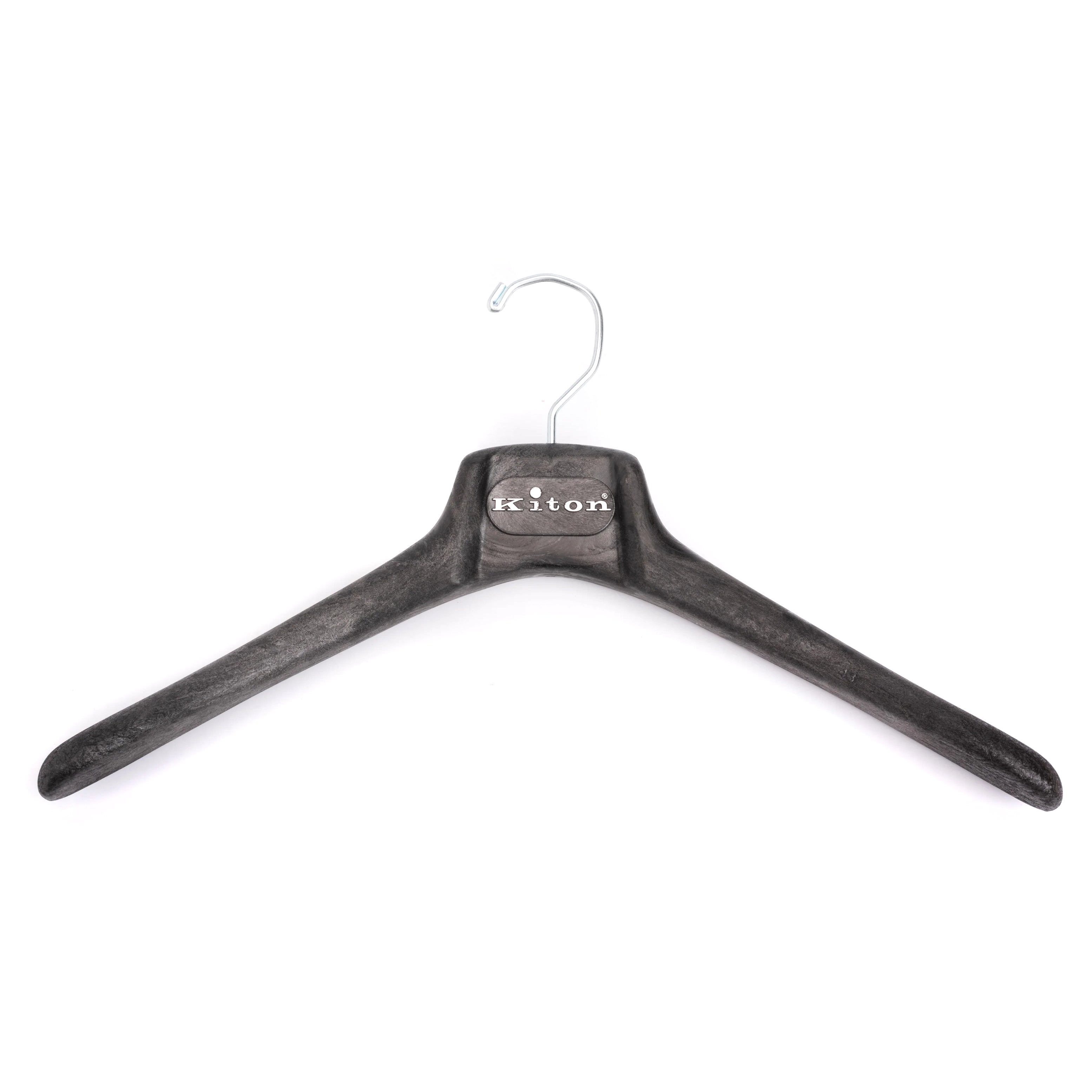 KITON Black Plastic Wood Look Coat Hanger Set of 5 KITON