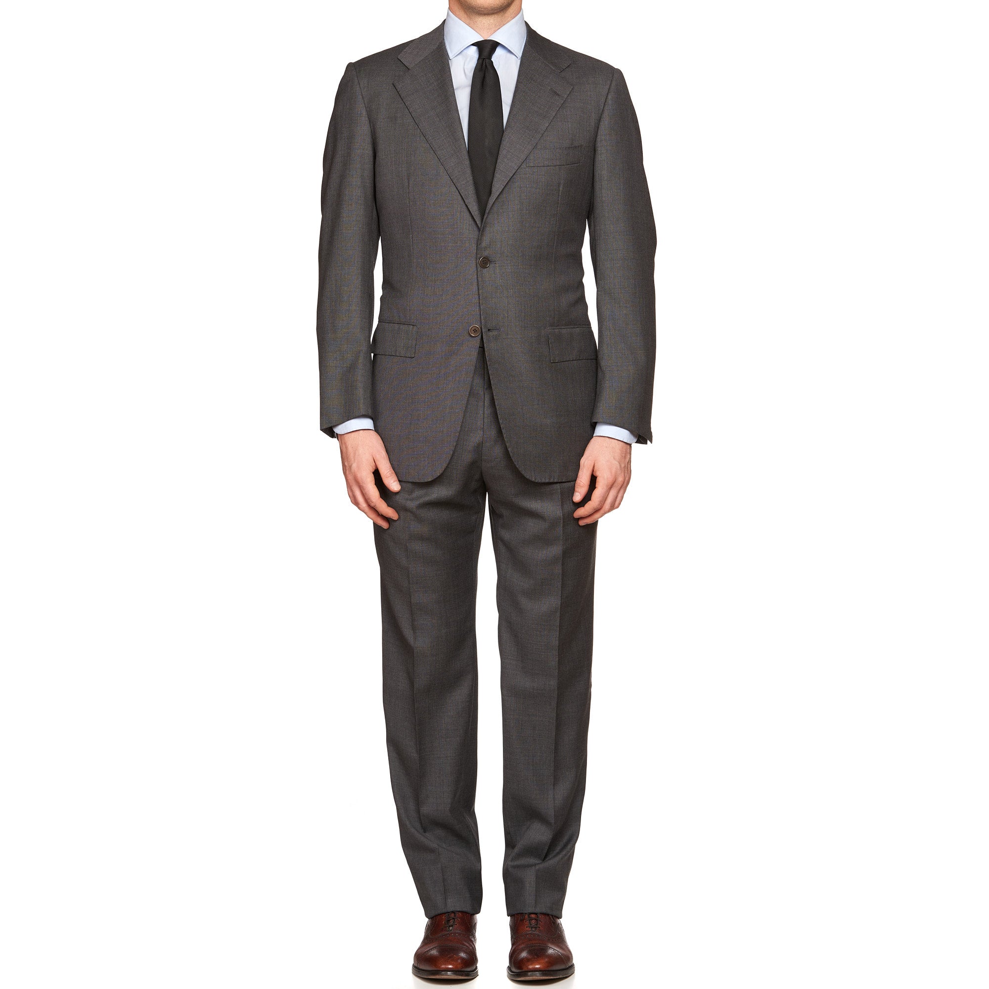 KITON Diamante Blu Handmade Gray Wool Super 150's Suit EU 50 NEW US 40