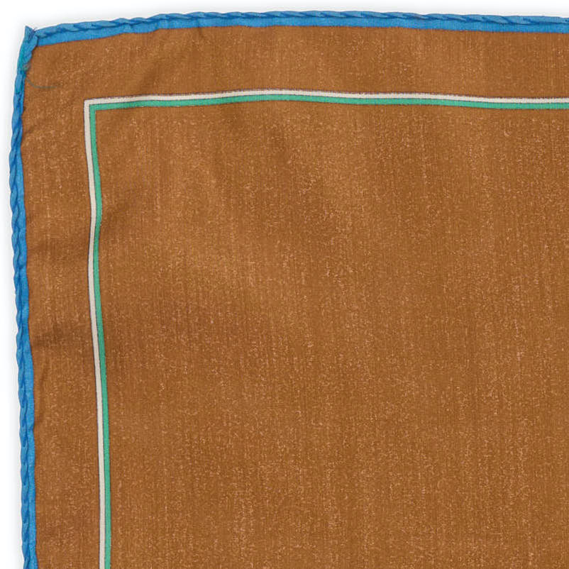 KRIZIA Handmade Brown Solid Silk Pocket Square NEW 29cm x 29cm