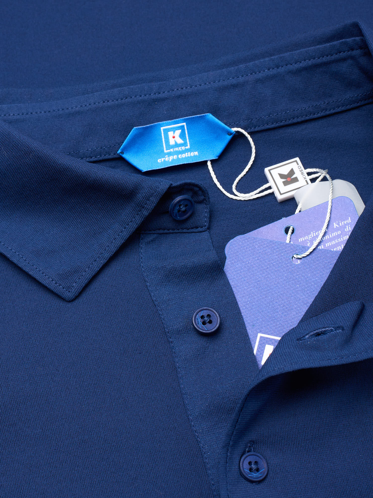 KITON KIRED "Positano" Avio Blue Exclusive Crepe Cotton Long Sleeve Shirt