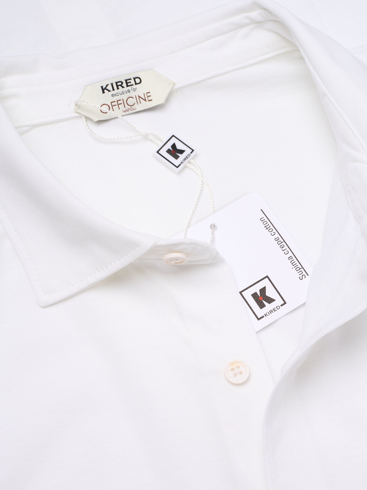 KITON KIRED Exclusive for Officine Napoli "Capri" White Cotton Long Sleeve Shirt