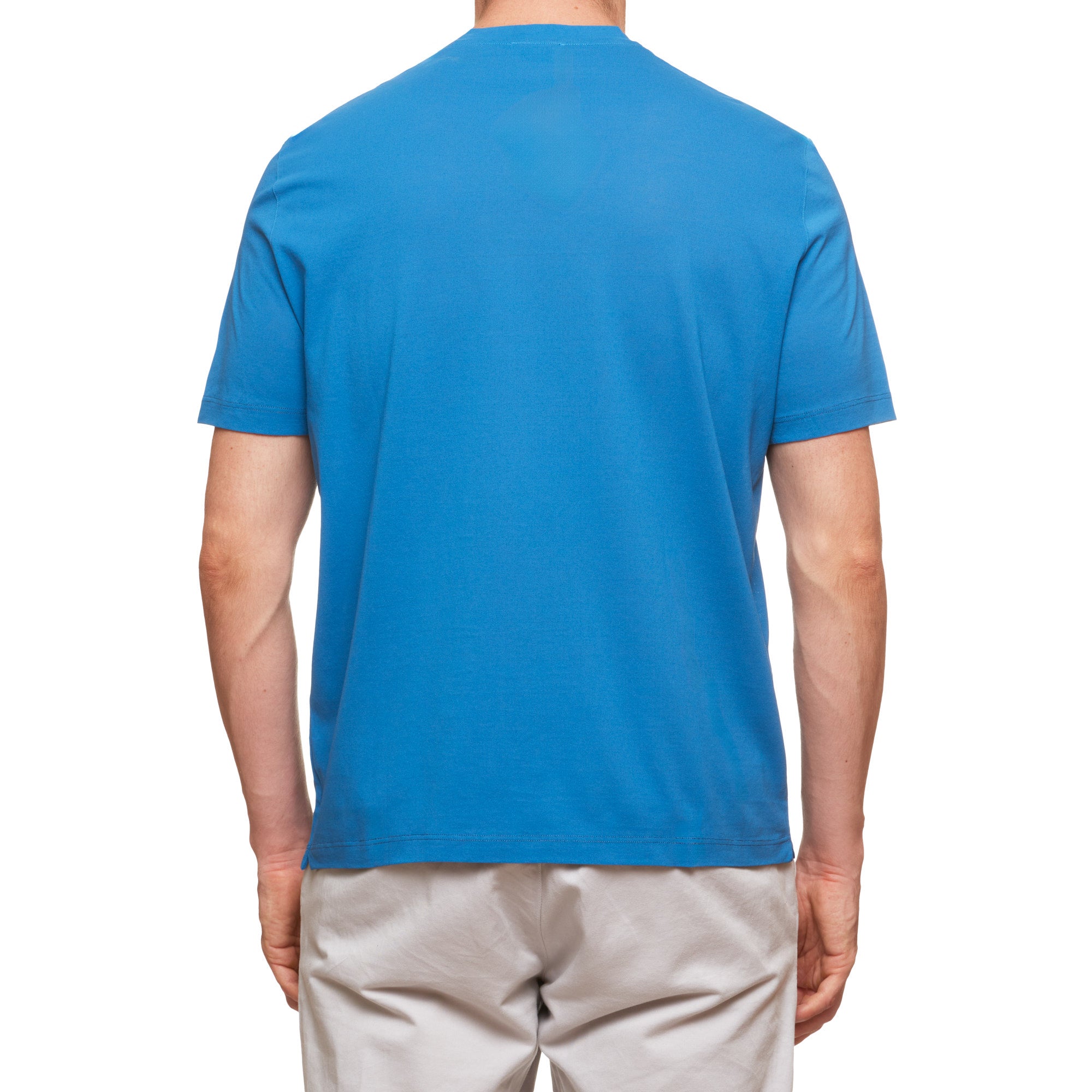 Kiton KIRED "Baciomc" Blue Exclusive Crepe Cotton Short Sleeve T-Shirt Slim 2023 KIRED