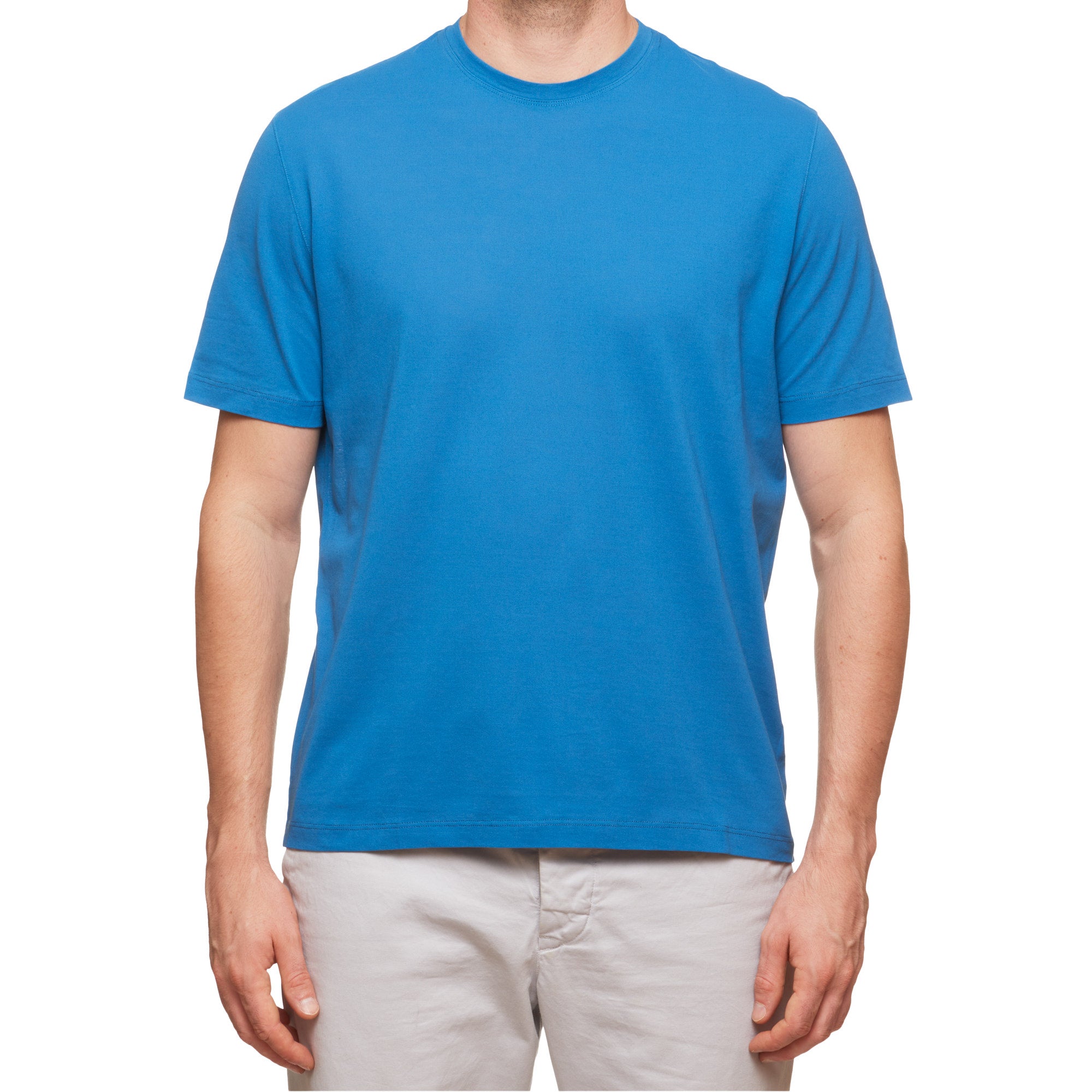 Kiton KIRED "Baciomc" Blue Exclusive Crepe Cotton Short Sleeve T-Shirt Slim 2023 KIRED