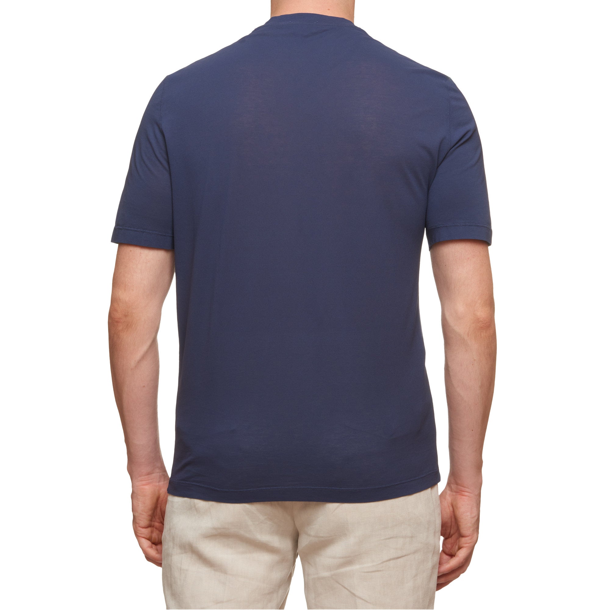 Kiton KIRED "Baciomc" Dark Blue Exclusive Crepe Cotton Short Sleeve T-Shirt 52 L 2023 KIRED