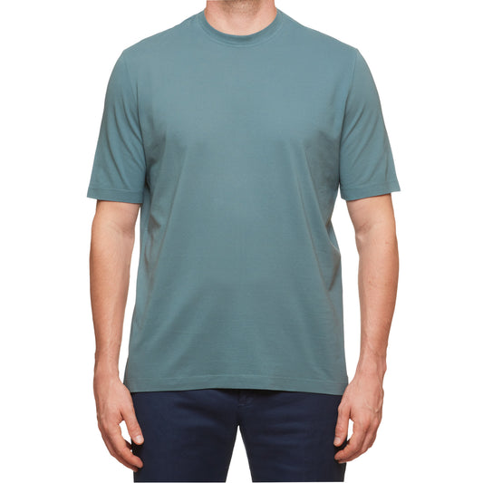 Kiton KIRED "Baciomc" Slate Gray Exclusive Crepe Cotton Short Sleeve T-Shirt NEW Slim 2023