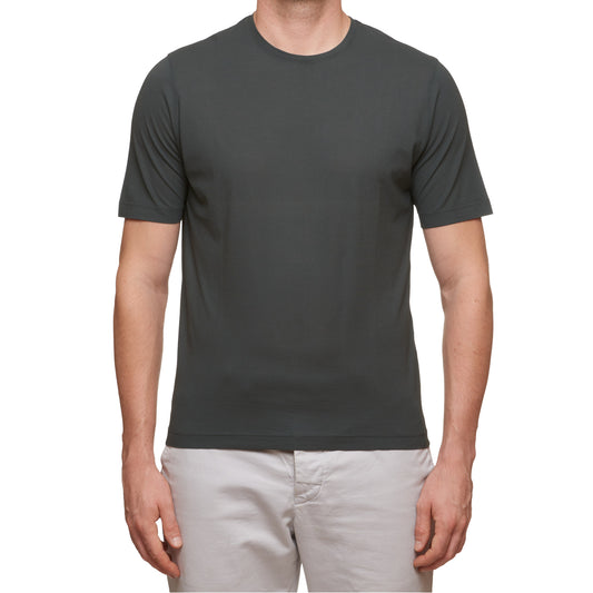 Kiton KIRED "Baciomc" Solid Gray Exclusive Crepe Cotton Short Sleeve T-Shirt NEW Slim 2023