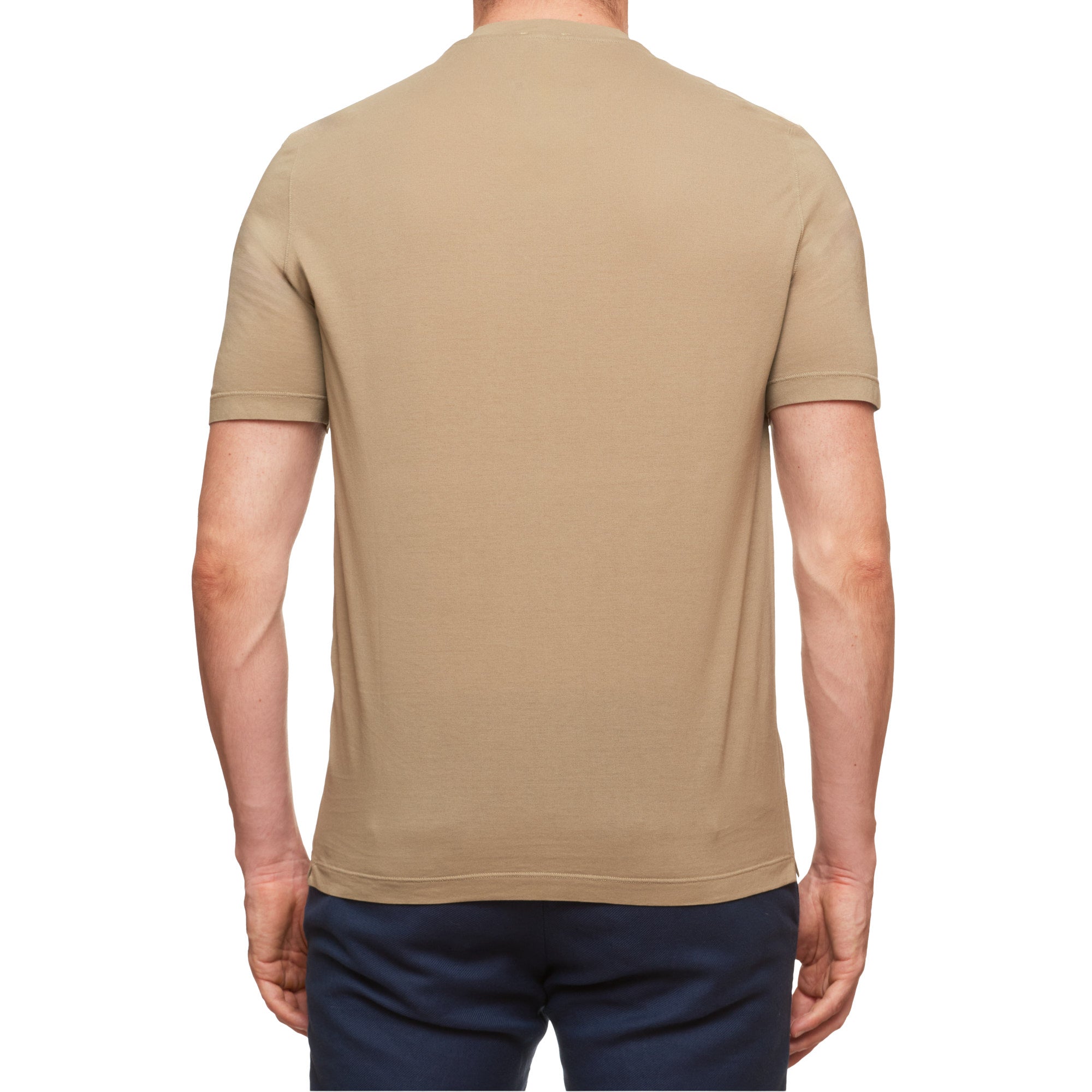 Kiton KIRED "Baciomc" Tan Exclusive Crepe Cotton Short Sleeve T-Shirt Slim 2023 KIRED