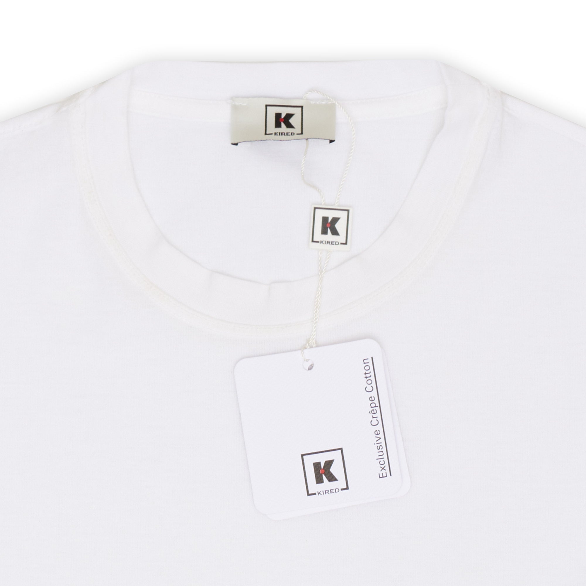 Kiton KIRED "Baciomc" White Exclusive Crepe Cotton Short Sleeve T-Shirt Slim KIRED