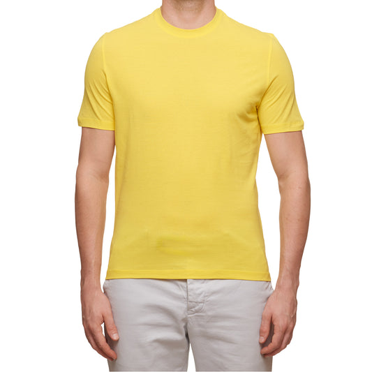 Kiton KIRED "Baciomc" Yellow Exclusive Crepe Cotton Short Sleeve T-Shirt NEW Slim 2023