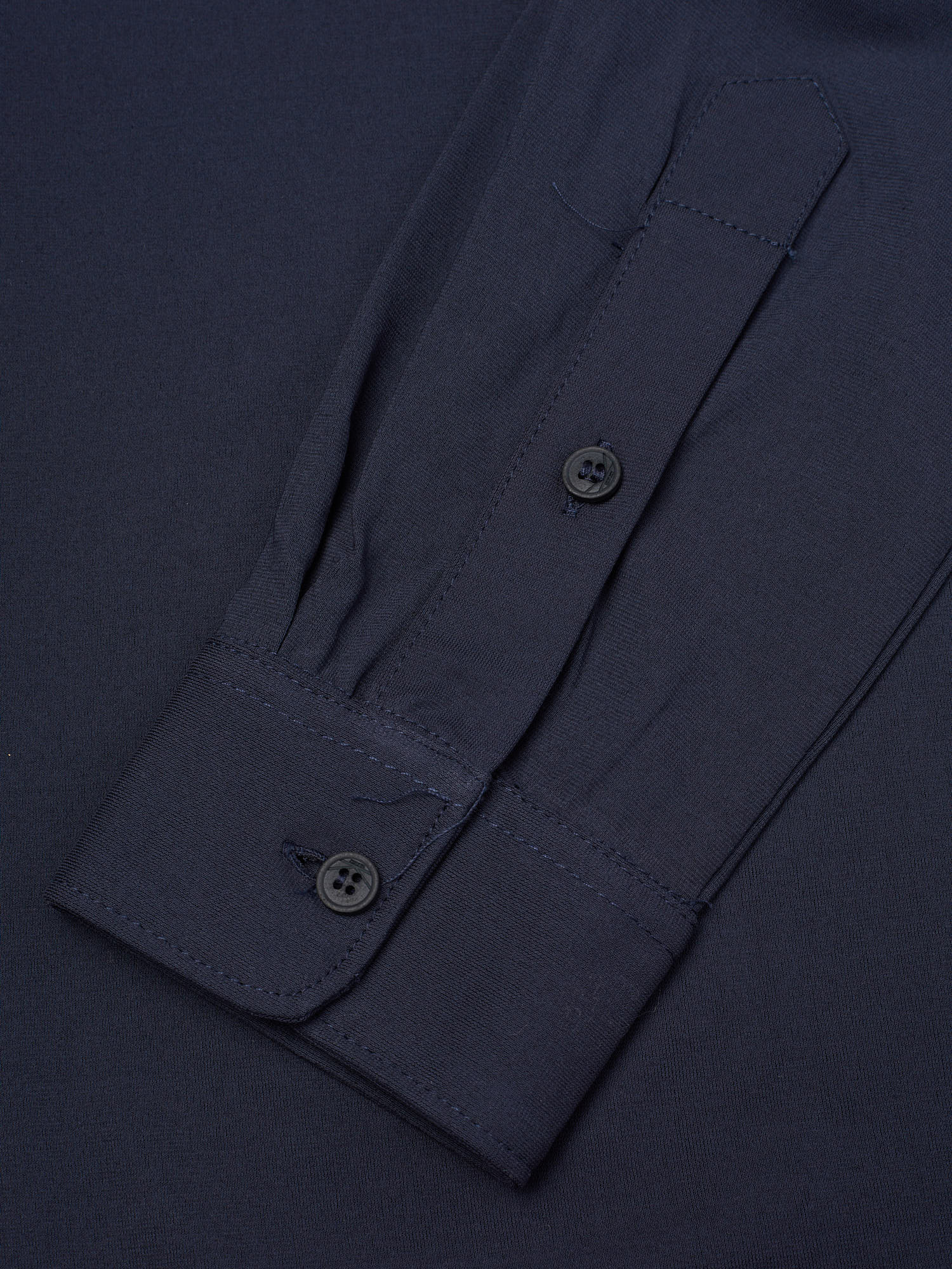 KITON KIRED "Capri" Navy Blue Crepe Cotton Long Sleeve Shirt