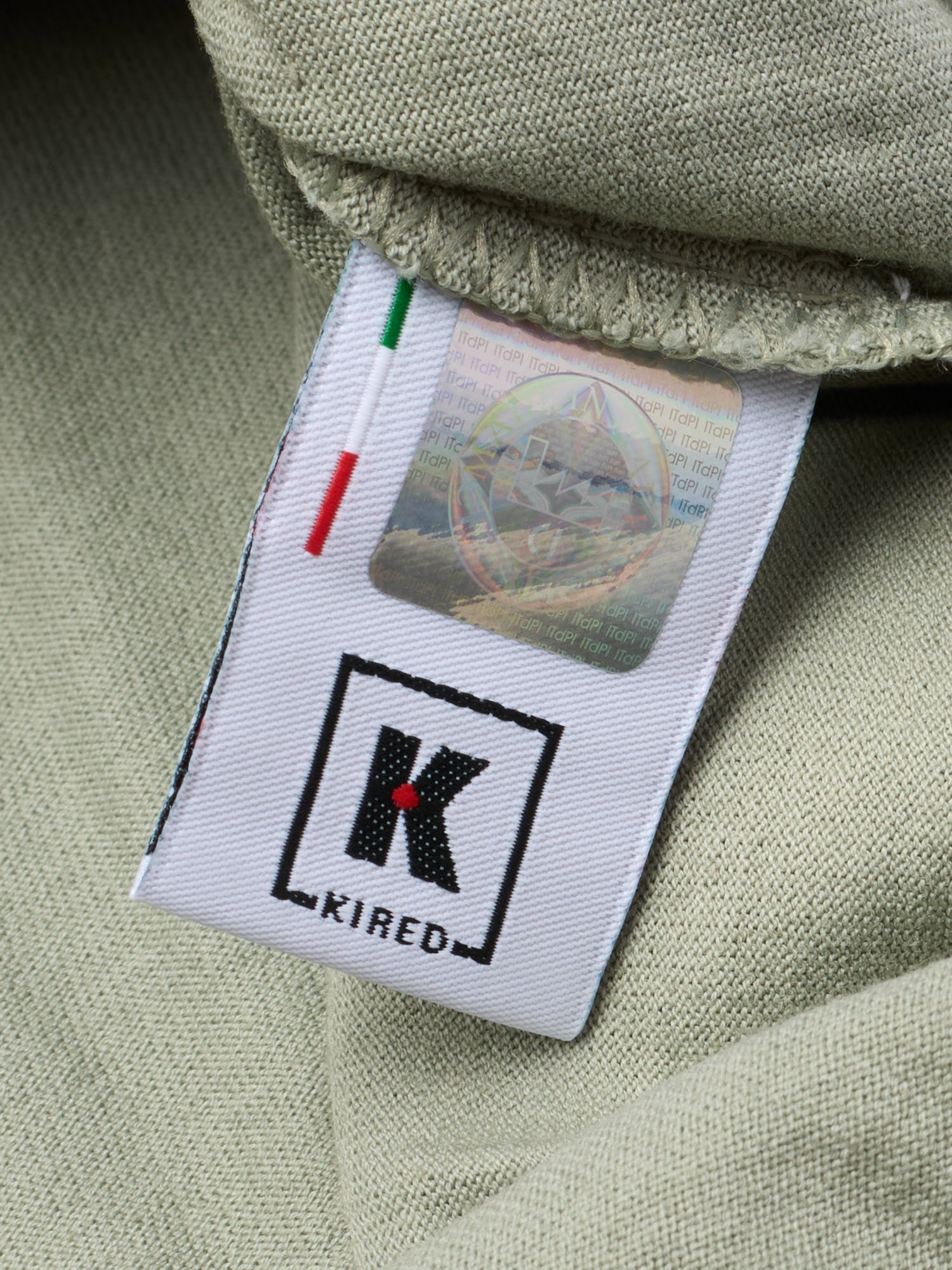 KITON KIRED "Capri" Sage Green Crepe Cotton Long Sleeve Shirt
