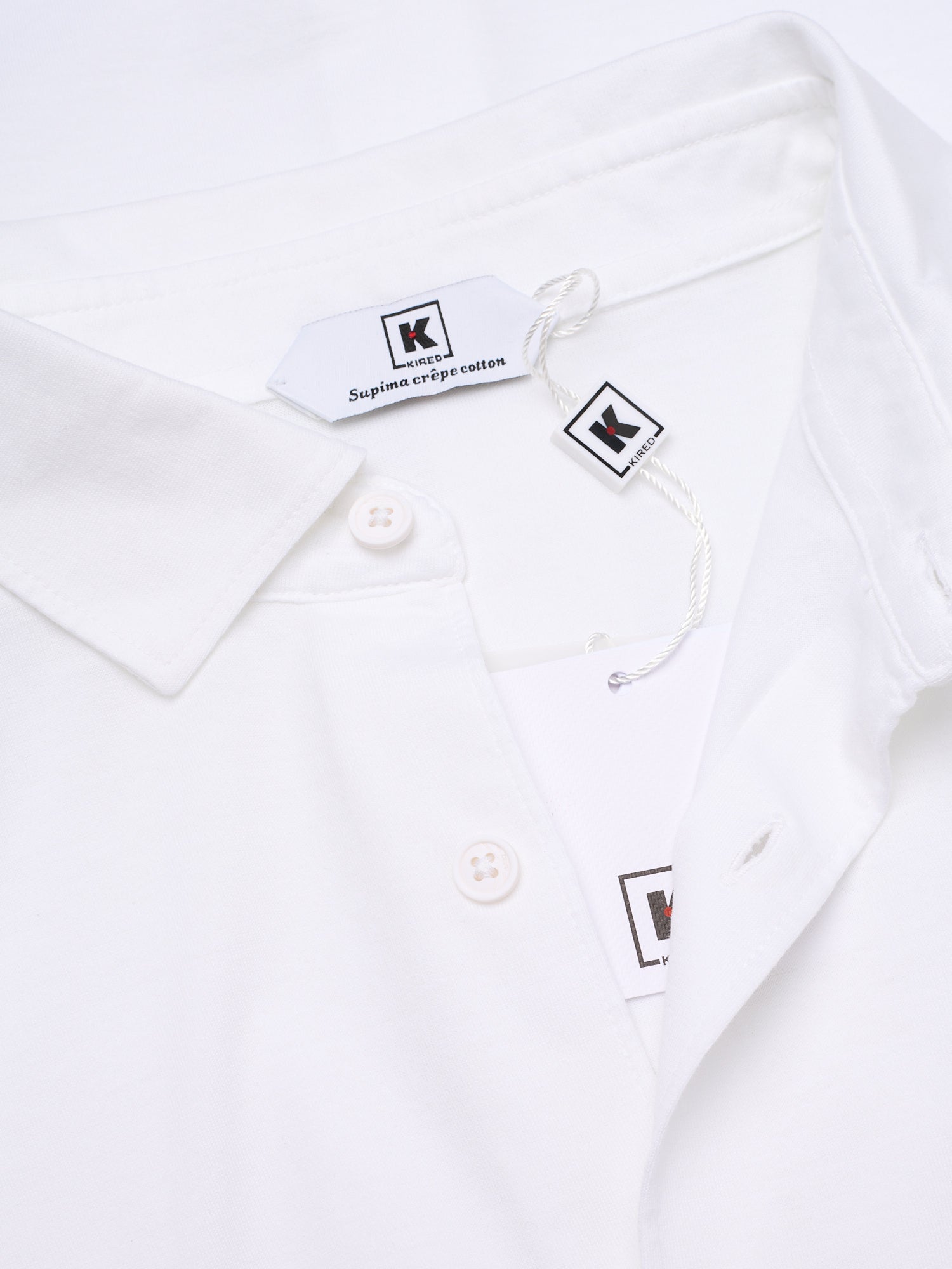 KITON KIRED "Capri" White Exclusive Crepe Cotton Long Sleeve Shirt