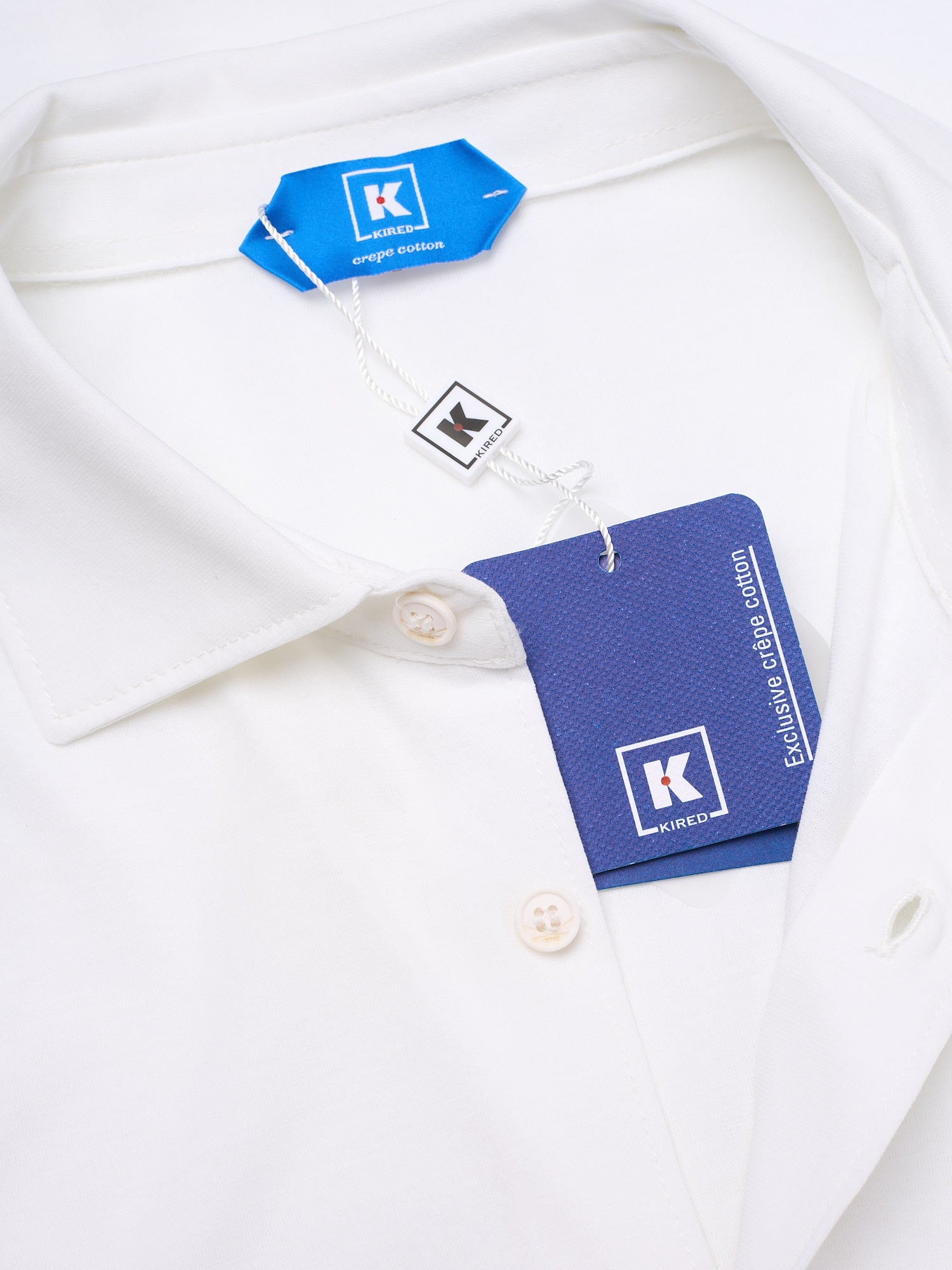 KITON KIRED "Capri" White Exclusive Crepe Cotton Long Sleeve Shirt