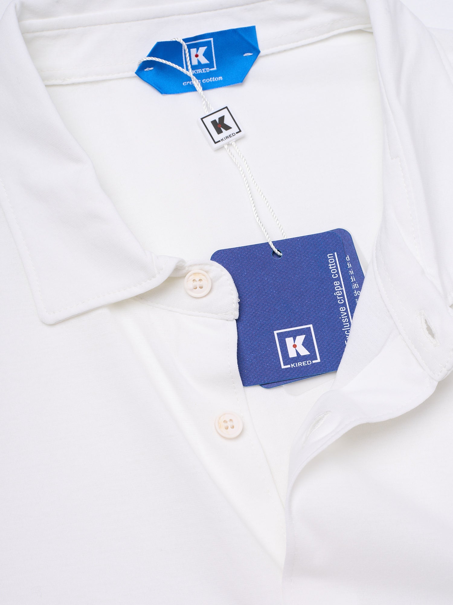 KITON KIRED "Capri" White Exclusive Crepe Cotton Short Sleeve Shirt