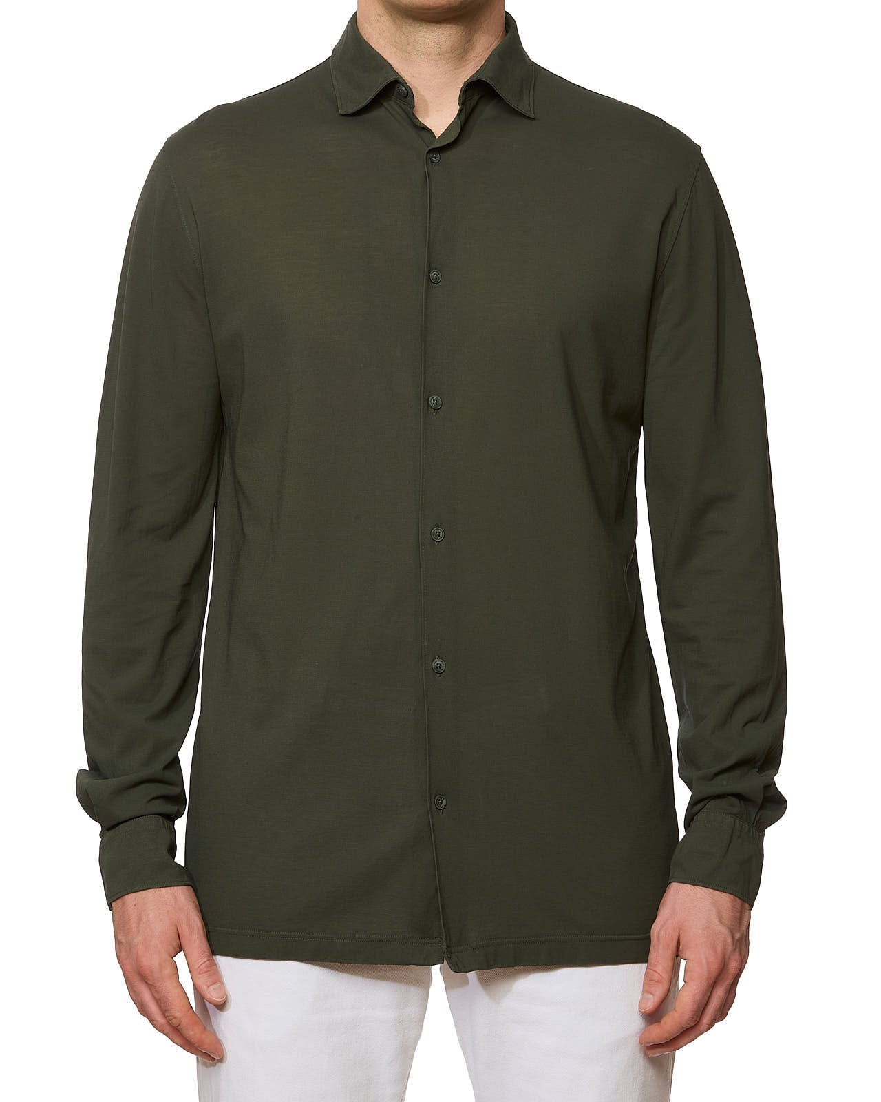 Kiton KIRED "Capriml" Green Cotton Long Sleeve Polo Shirt EU 52 NEW US L Slim