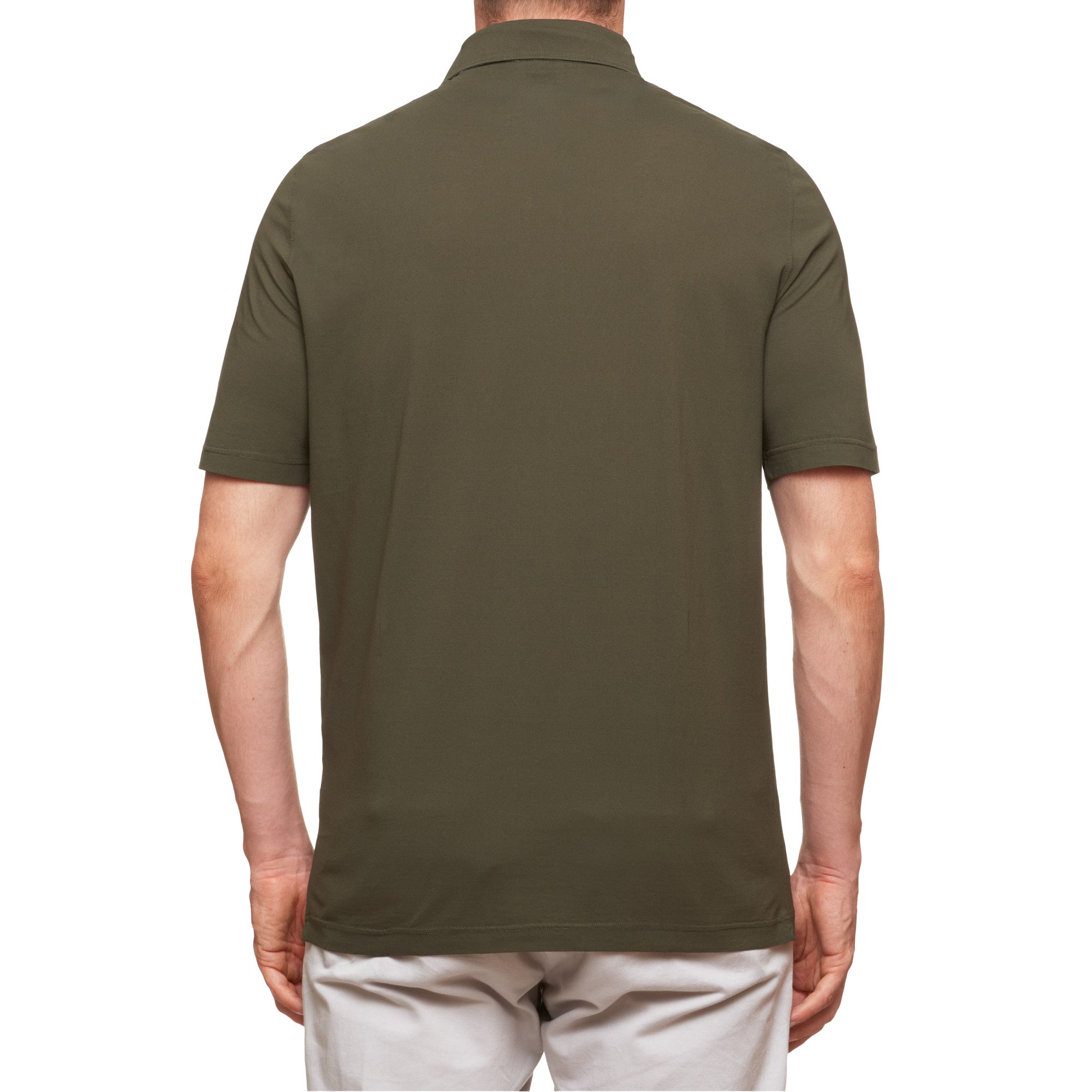 Kiton KIRED "Positano" Army Green Exclusive Crepe Cotton Short Sleeve Polo Shirt 2023 KIRED