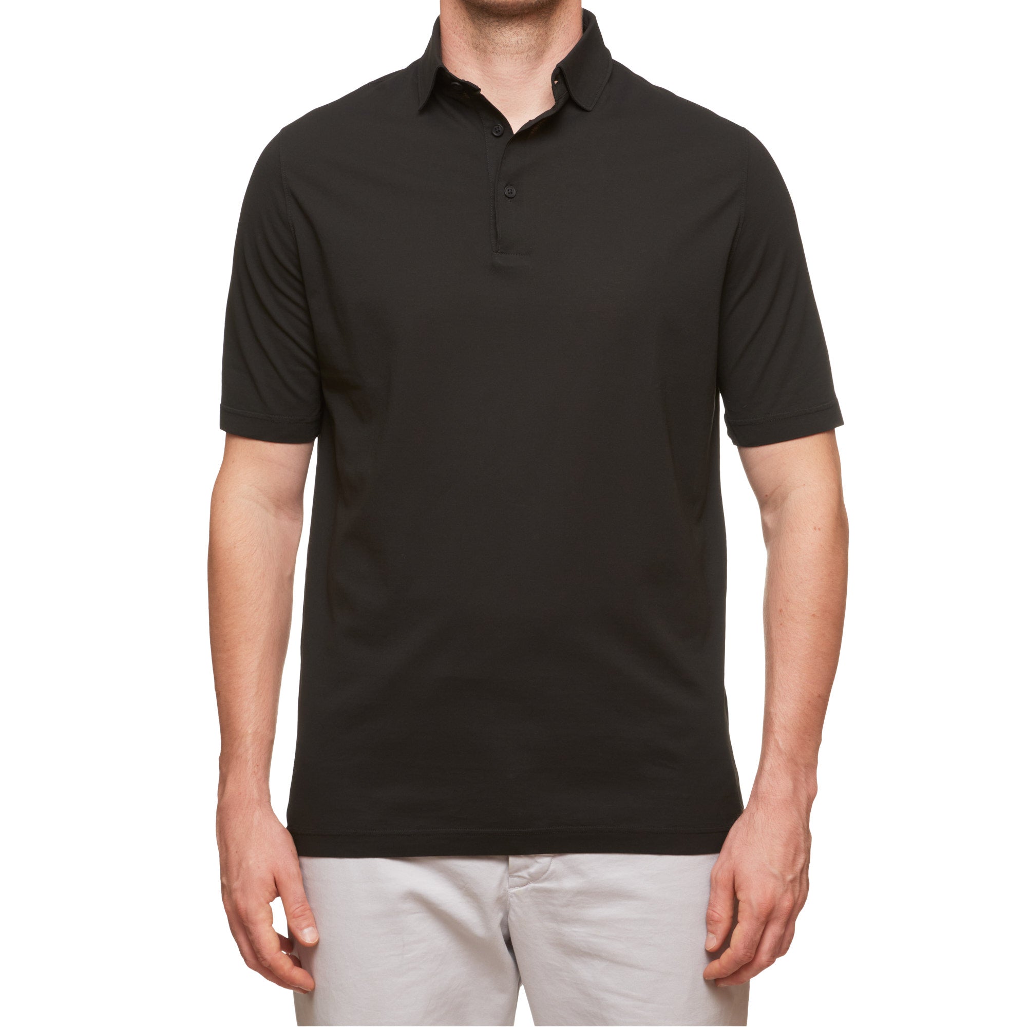 Kiton KIRED "Positano" Black Exclusive Crepe Cotton Short Sleeve Polo Shirt 2023 KIRED