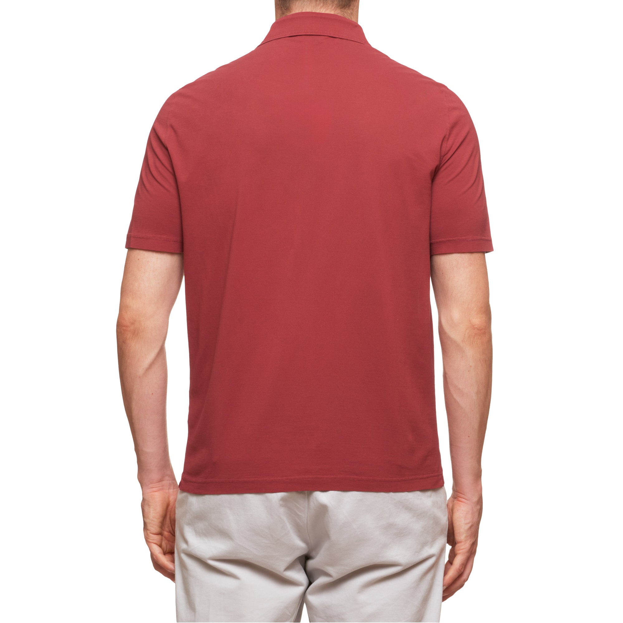 Kiton KIRED "Positano" Brick Red Exclusive Crepe Cotton Short Sleeve Polo Shirt 2023 KIRED