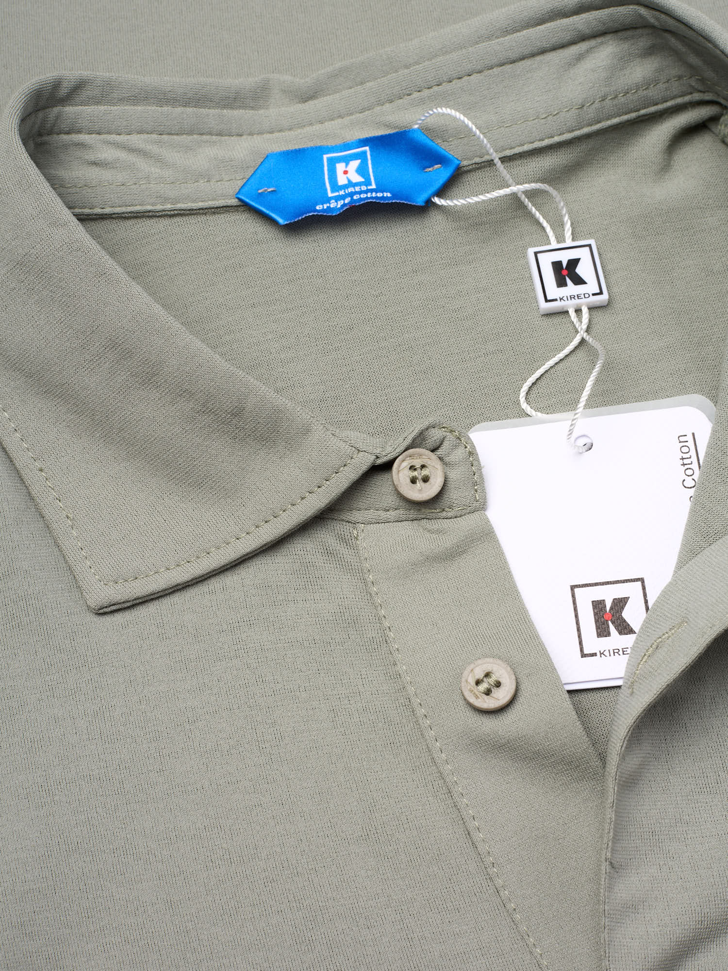 KITON KIRED "Positano" Gray Exclusive Crepe Cotton Short Sleeve Polo