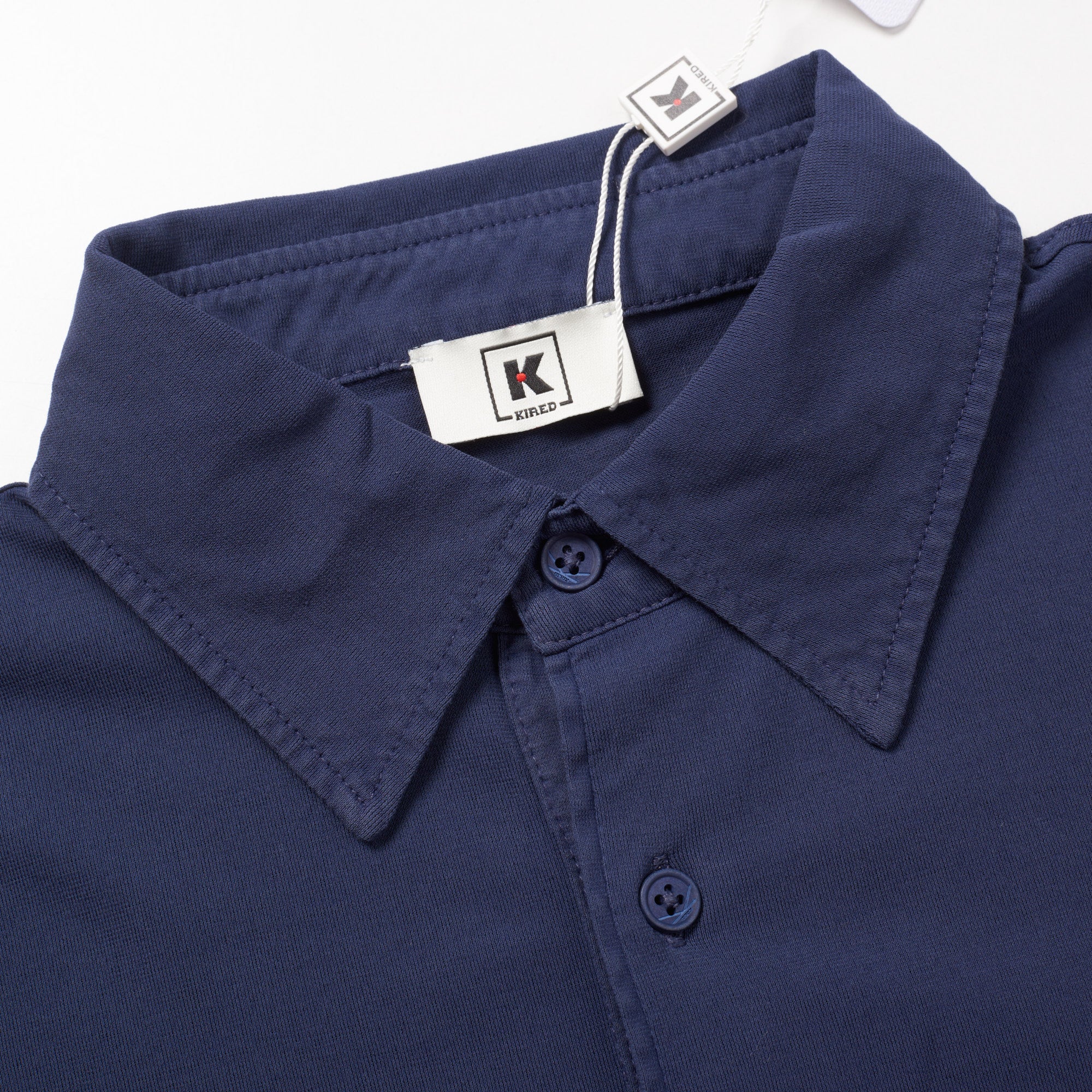 Kiton KIRED "Positano" Navy Blue Exclusive Crepe Cotton Short Sleeve Polo Shirt 2023 KIRED