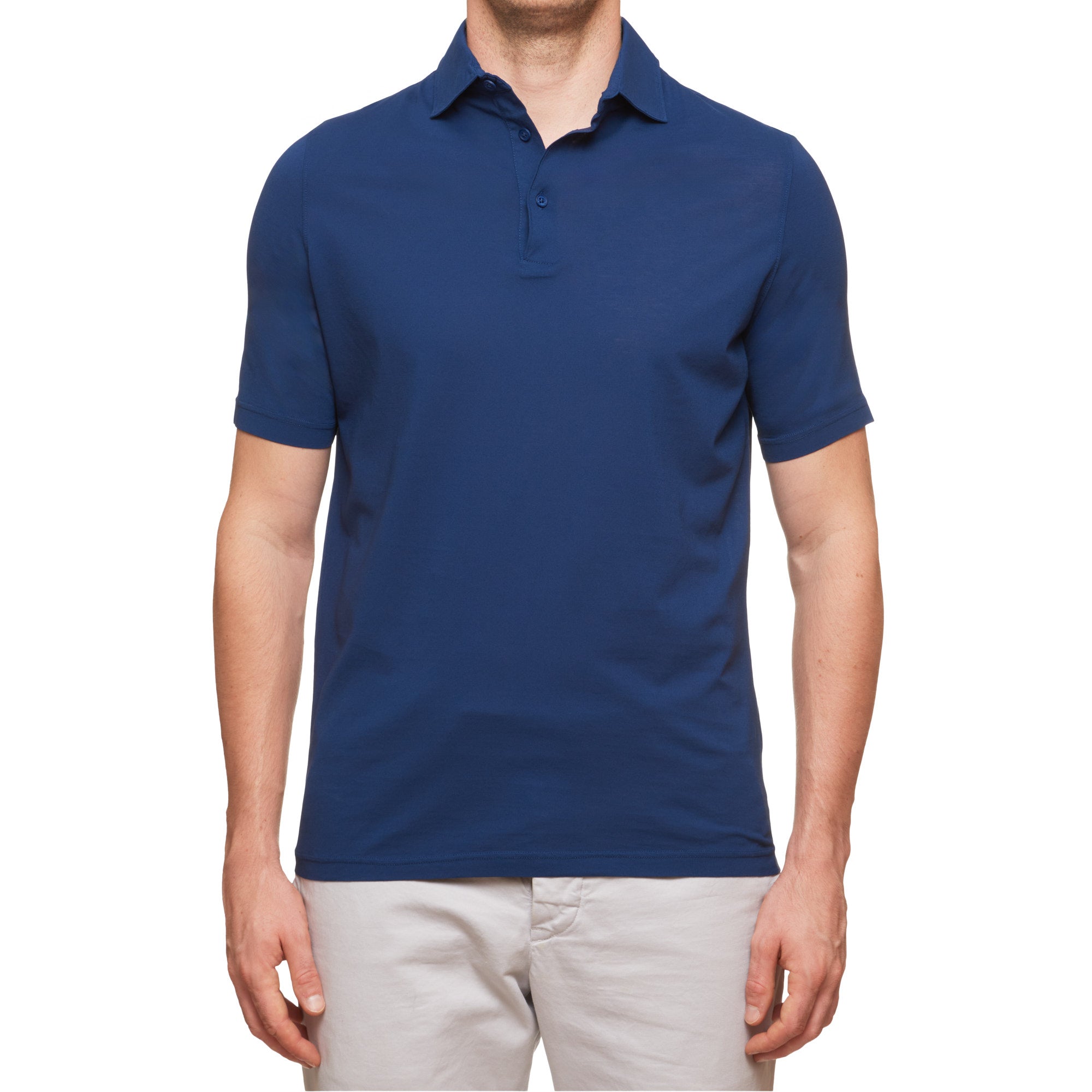 Kiton KIRED "Positano" Royal Blue Exclusive Crepe Cotton Short Sleeve Polo Shirt 2023 KIRED