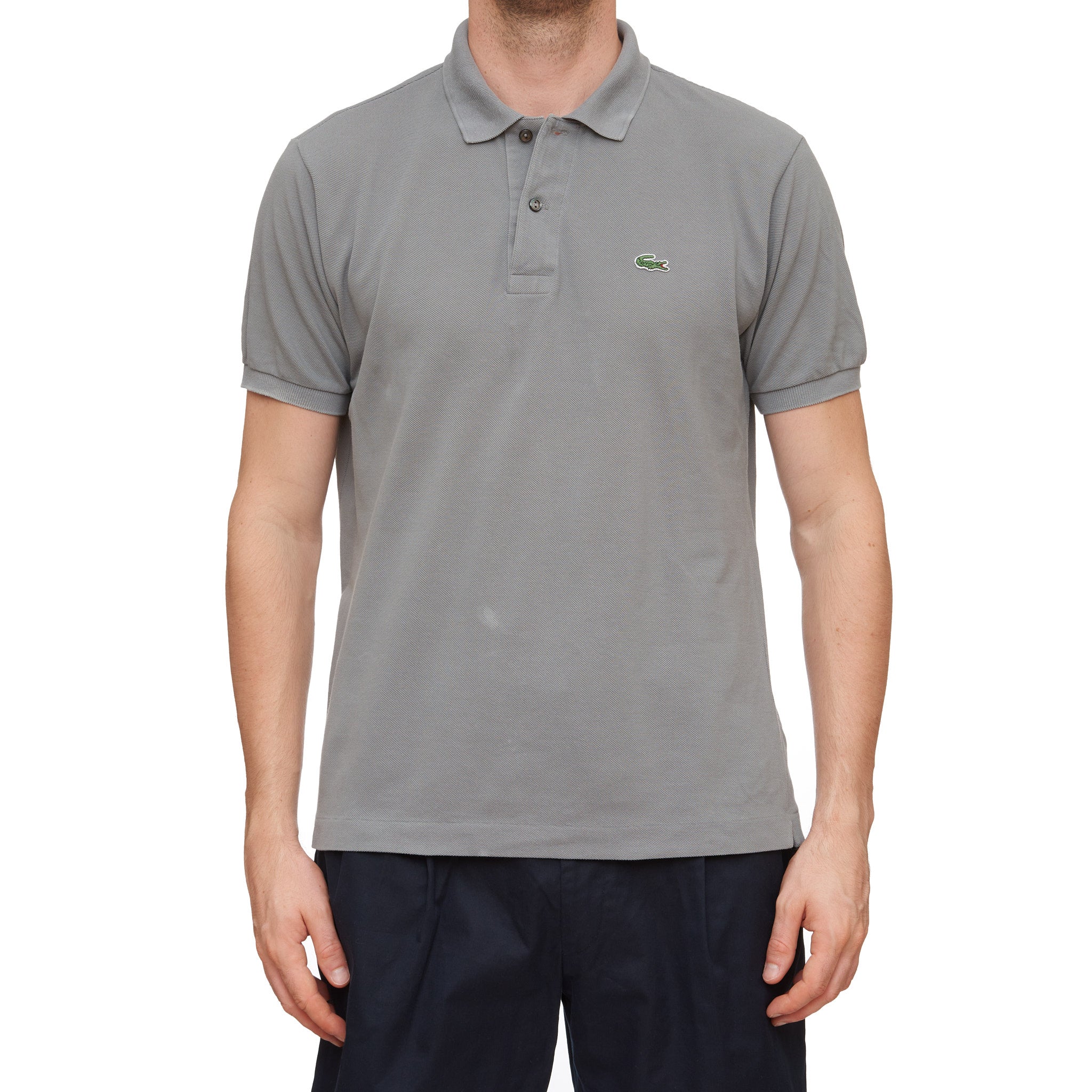 LACOSTE F5191 Devanlay Solid Gray Pique Cotton Short Sleeve Polo FR 4 US M