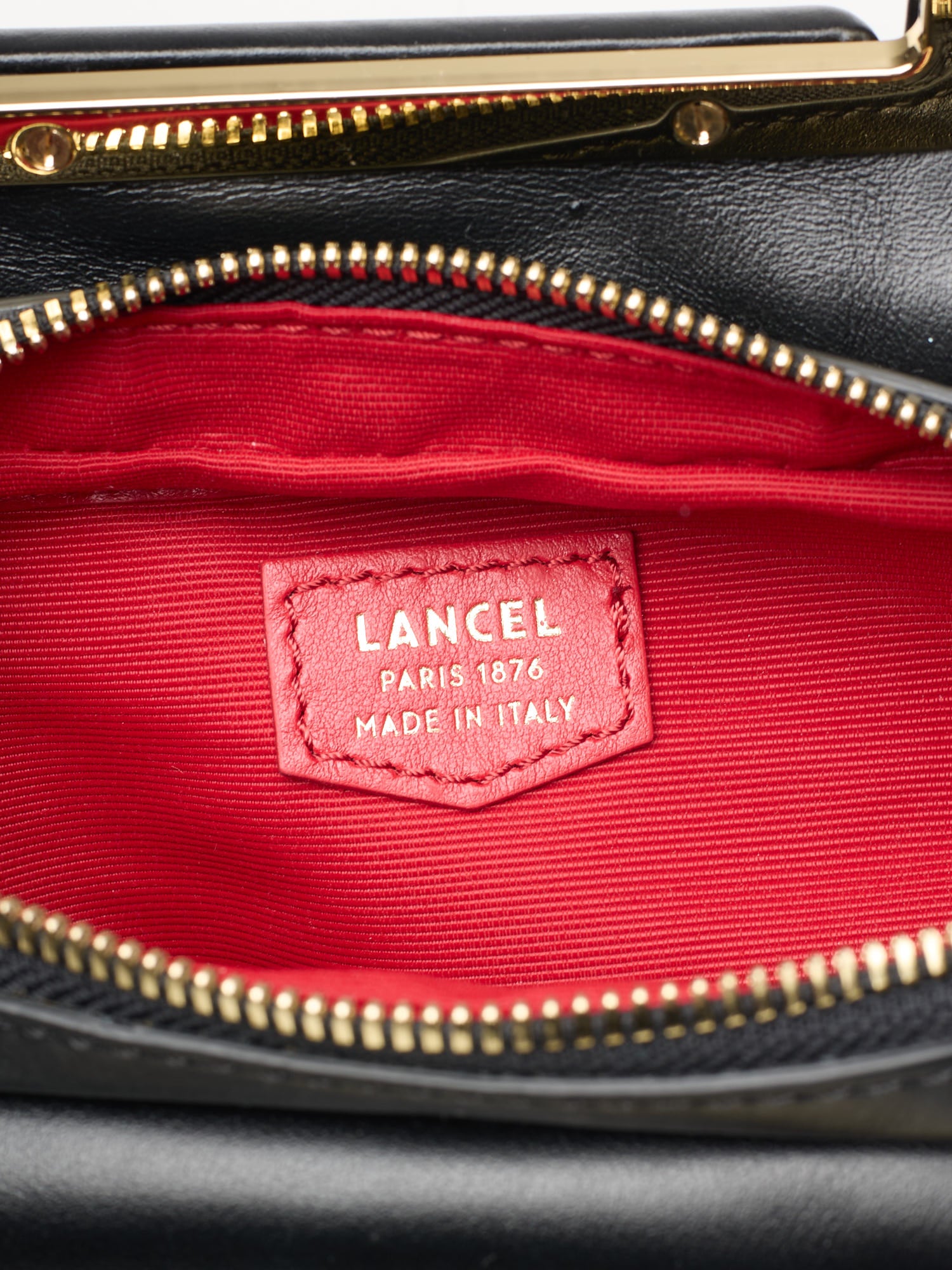 LANCEL PARIS Black "Cocoon" Leather Handbag Mini