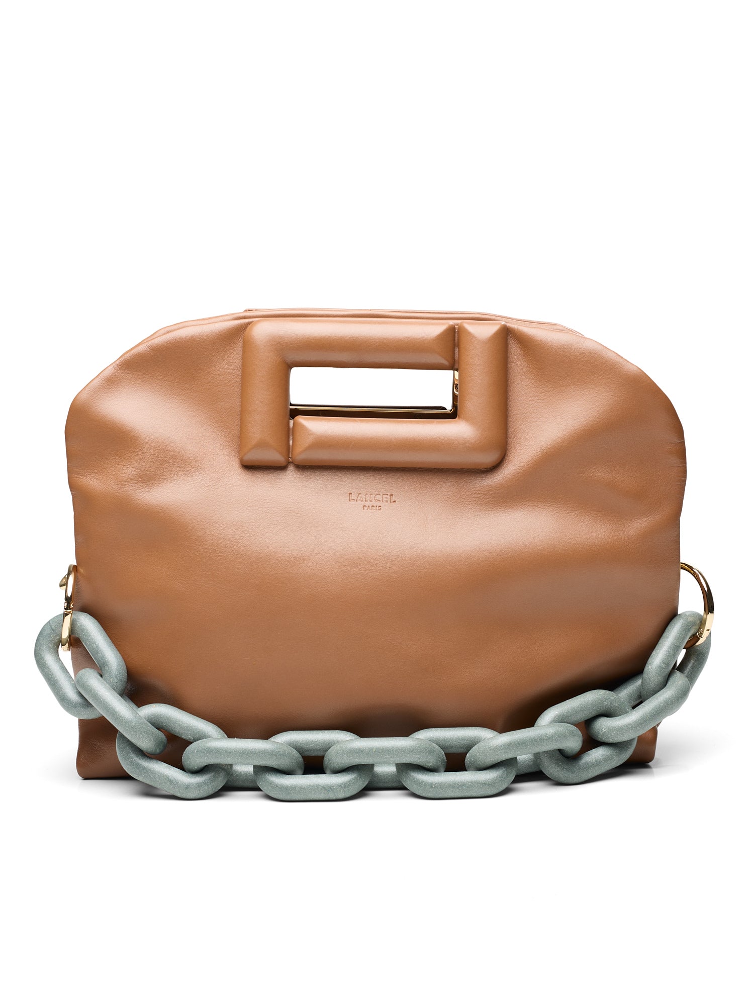 LANCEL PARIS Brown "Cocoon" Broen Leather Handbag Jumbo