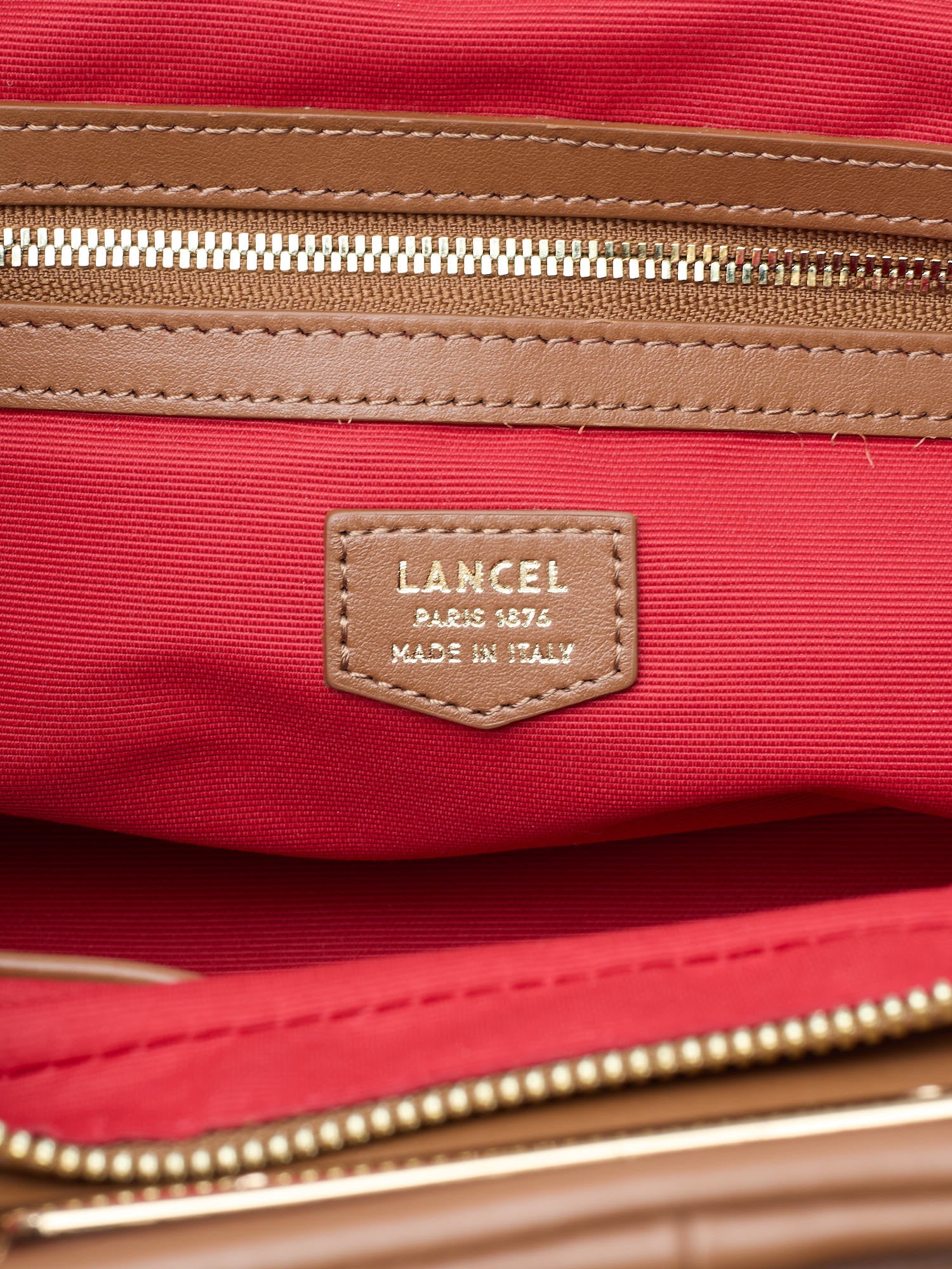 LANCEL PARIS Brown "Cocoon" Broen Leather Handbag Jumbo